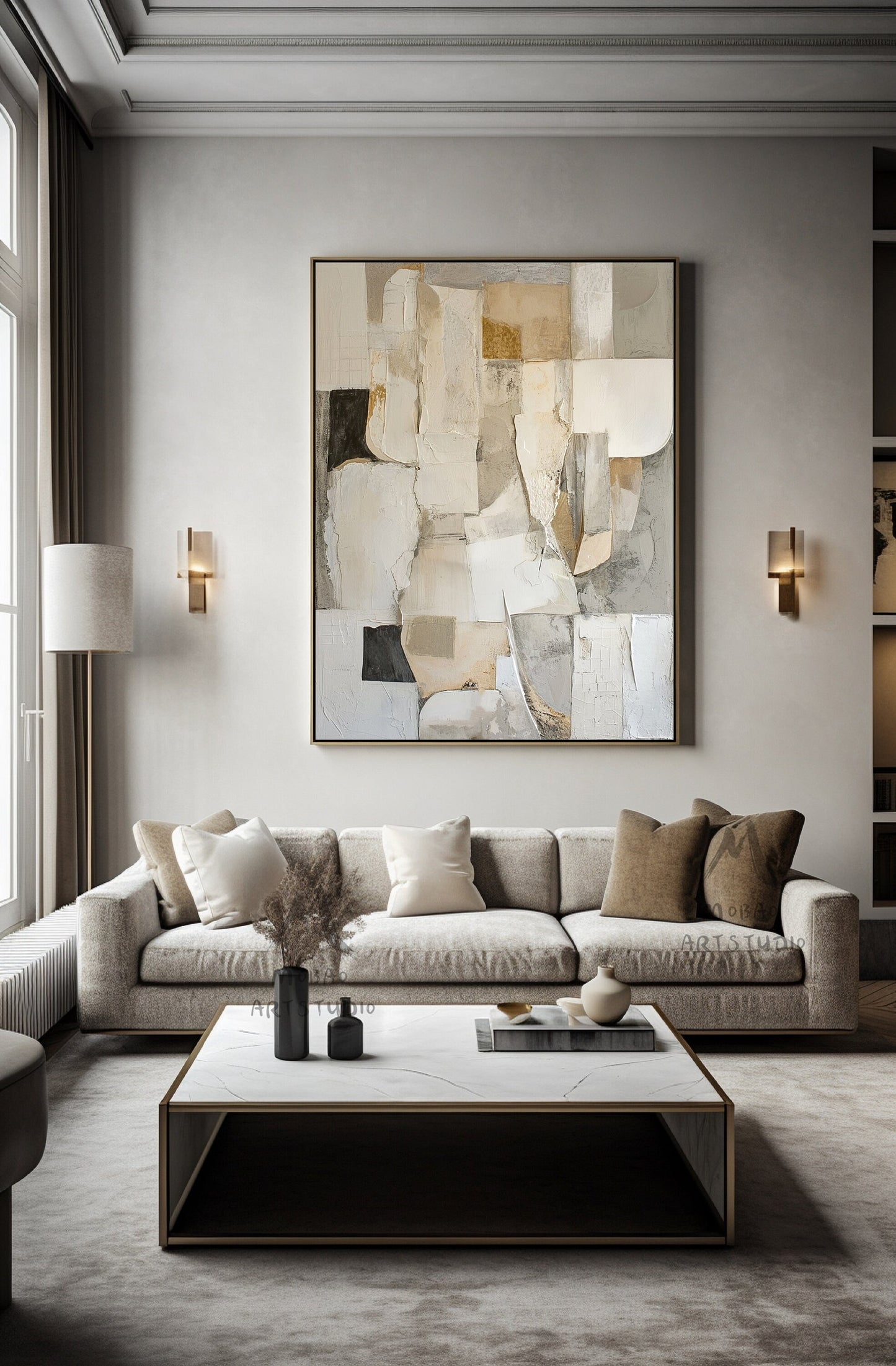 Beige Wabi Sabi Wall Art Gray Texture Painting Boho Wall Art Beige Texture Art Gray Abstract Painting Beige Modern Wall Art Beige Wall Art