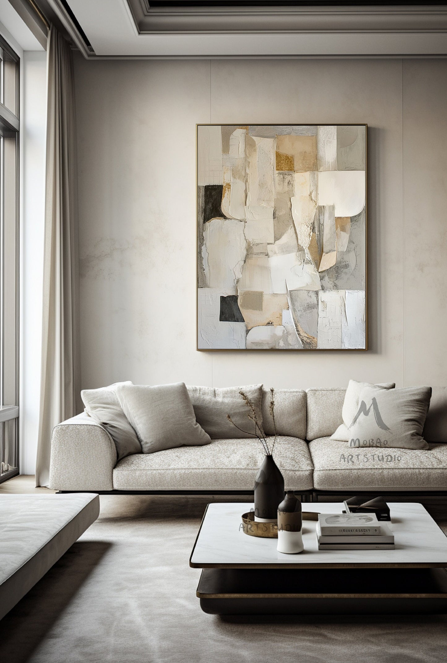 Beige Wabi Sabi Wall Art Gray Texture Painting Boho Wall Art Beige Texture Art Gray Abstract Painting Beige Modern Wall Art Beige Wall Art