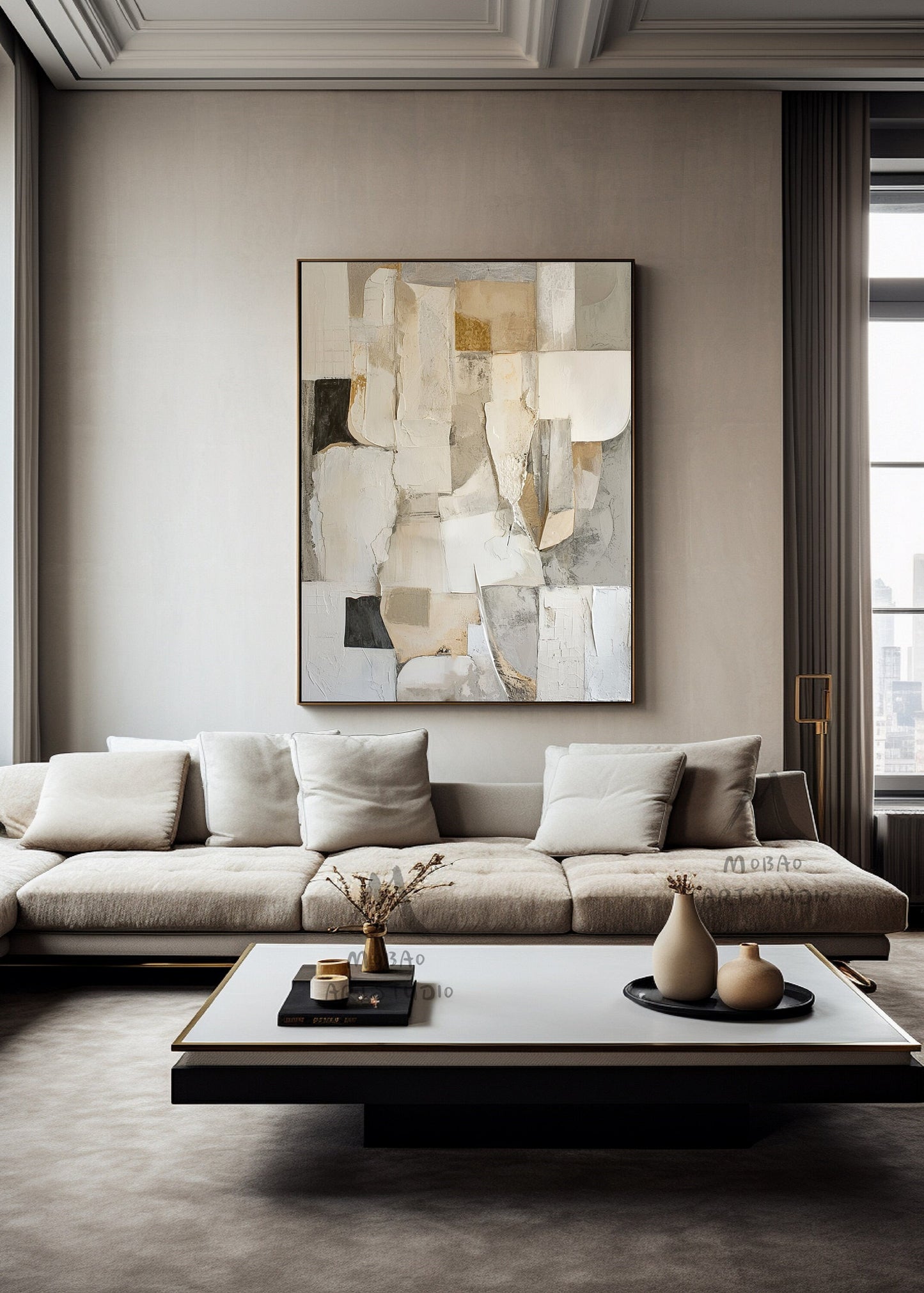 Beige Wabi Sabi Wall Art Gray Texture Painting Boho Wall Art Beige Texture Art Gray Abstract Painting Beige Modern Wall Art Beige Wall Art