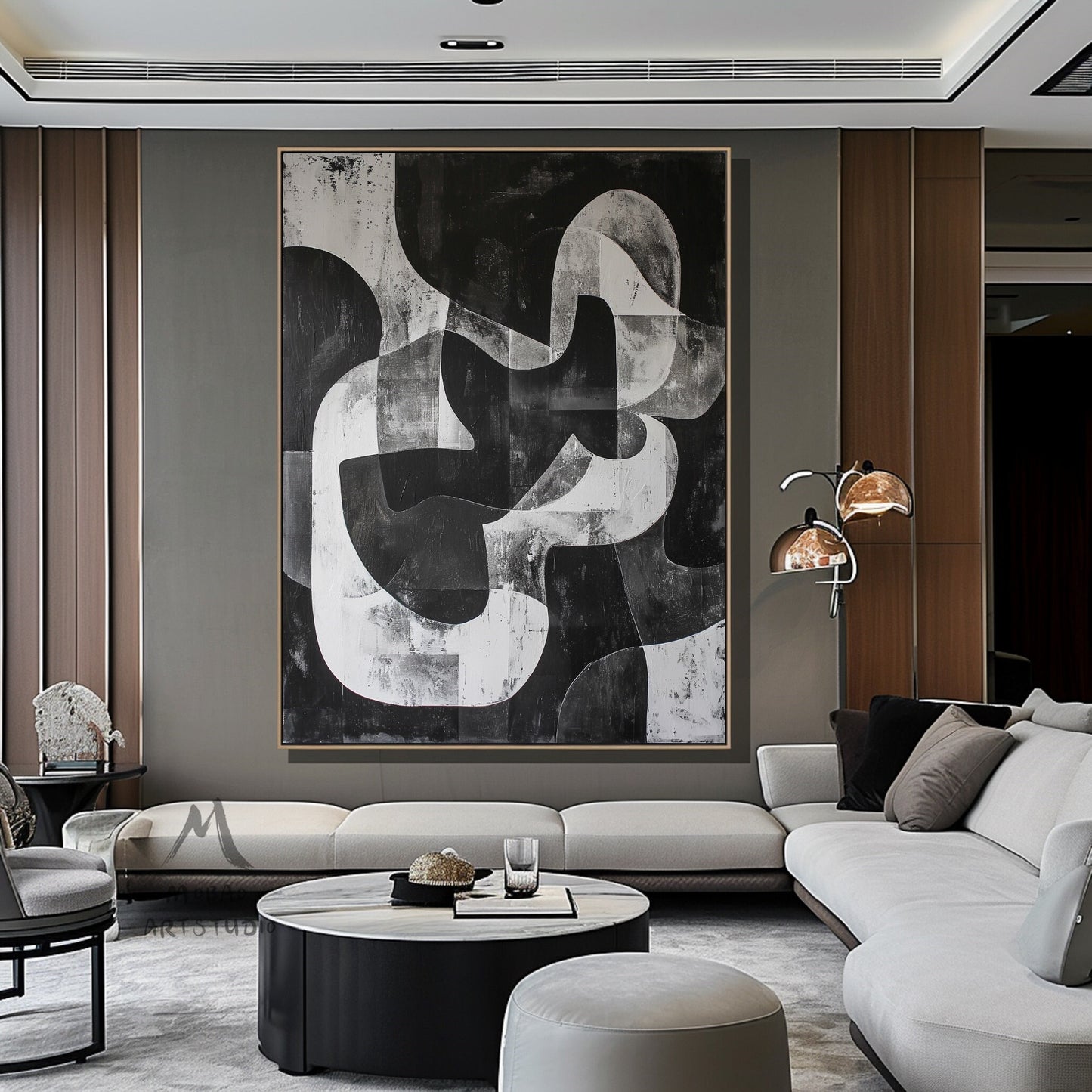 Large Black Wall Art Black And Gray Abstract Minimal Painting on Canvas Modern Textured Wall Art Contemporary Abstract Art for Living Room