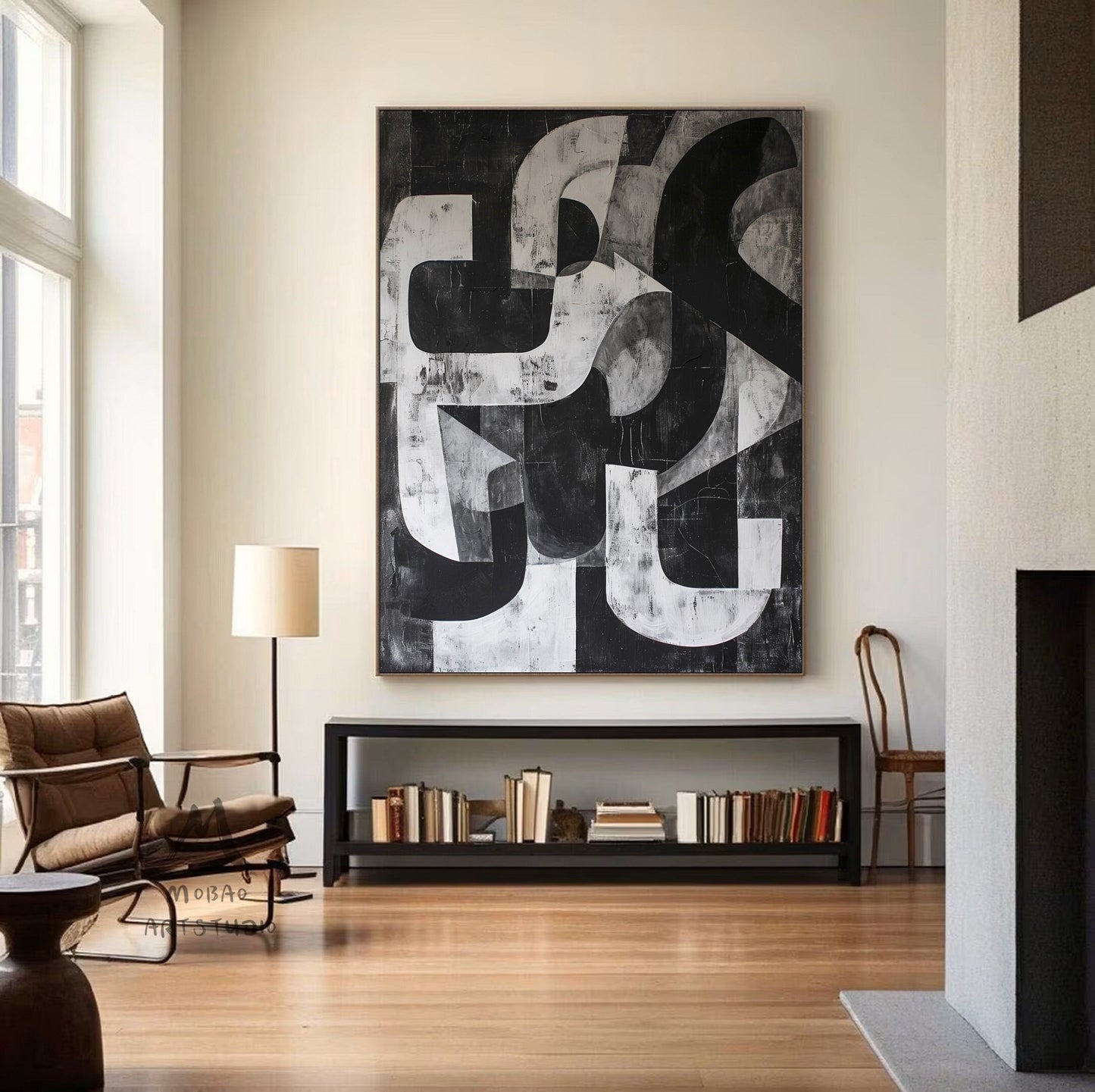 Black Minimalist Painting Black and White Abstract Painting Gray Minimalist Art Modern Wall Art Decor Black Textured Painting On Canvas