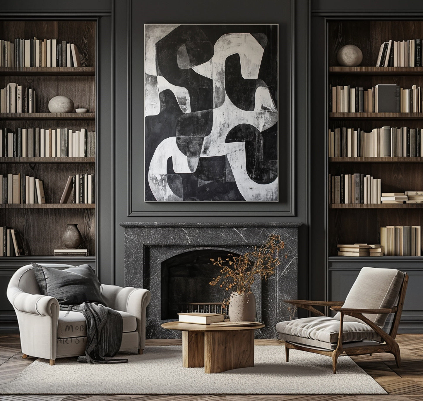 Black Textured Painting On Canvas Black Minimalist Painting Black and White Abstract Painting Gray Minimalist Art Modern Wall Art Decor