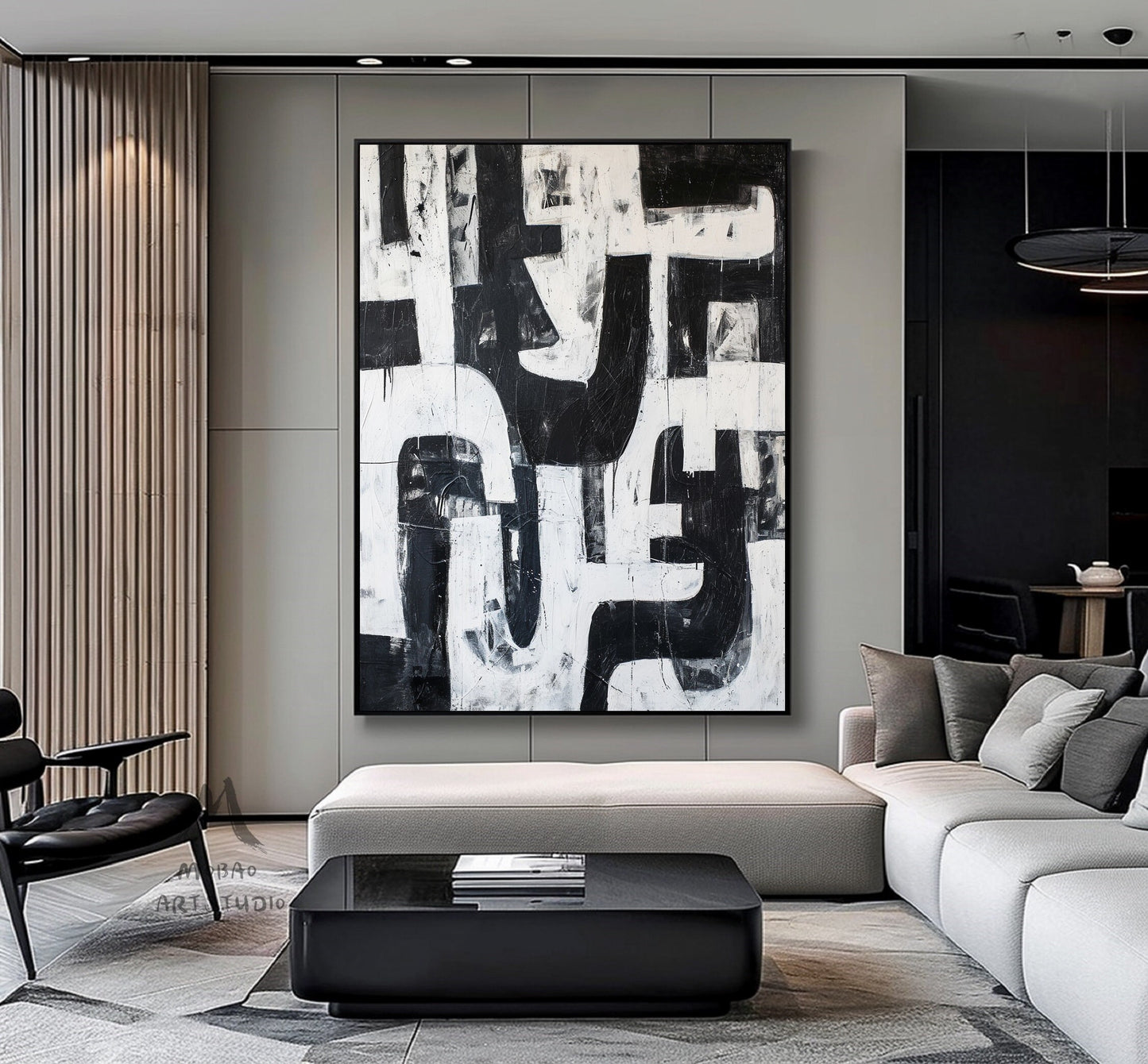 White Wabi Sabi Wall Art Black White Abstract Painting Large Black Minimalist Wall Art White Textured Canvas Painting Neutral Wall Art Decor