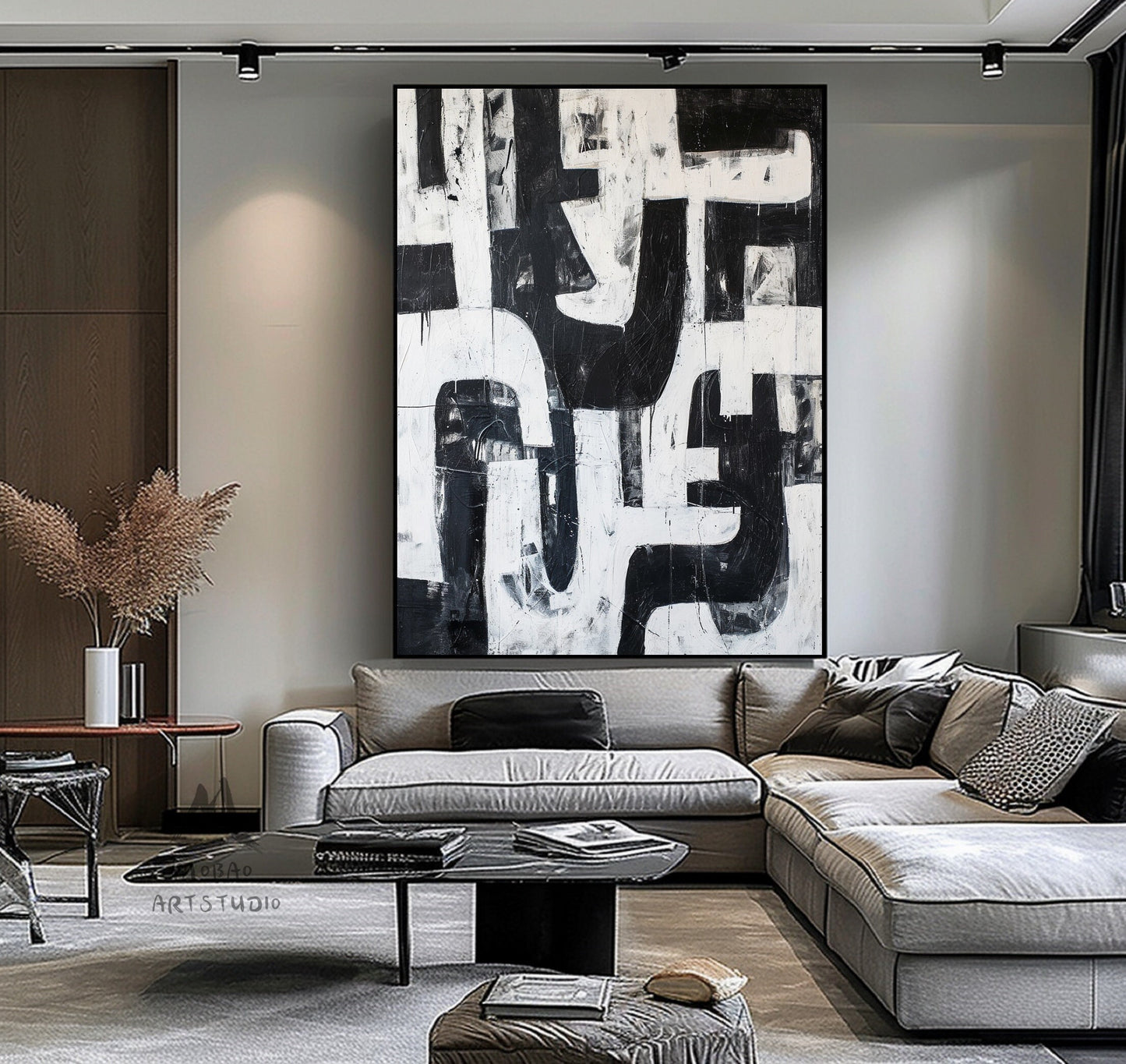 White Wabi Sabi Wall Art Black White Abstract Painting Large Black Minimalist Wall Art White Textured Canvas Painting Neutral Wall Art Decor