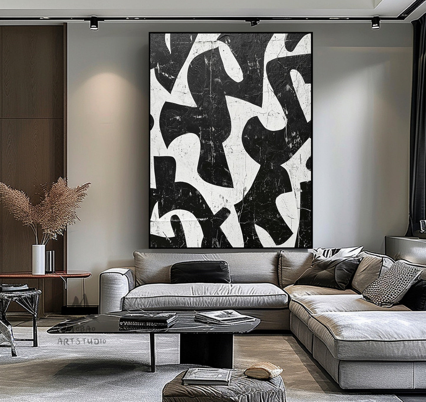 White Textured Canvas Painting Black White Abstract Painting Black Wabi Sabi Wall Art Large Black Minimalist Wall Art Black Wall Art Decor