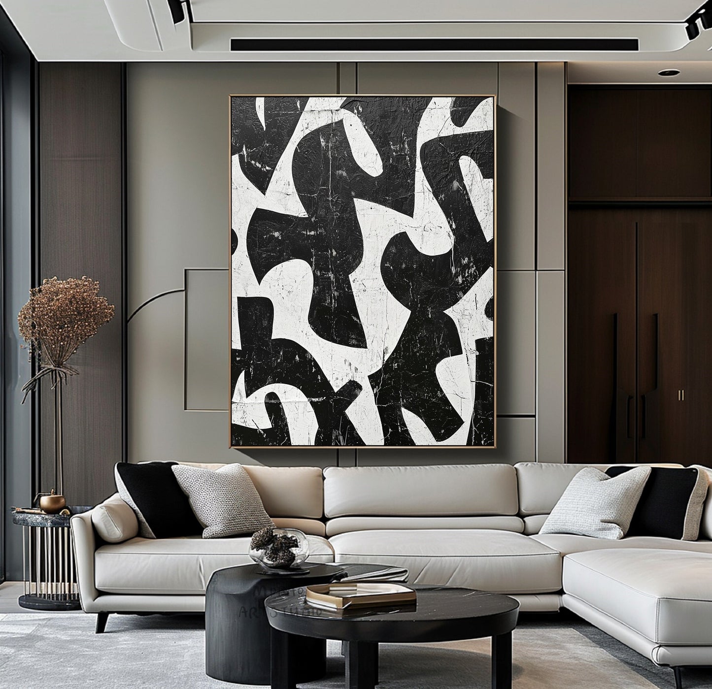White Textured Canvas Painting Black White Abstract Painting Black Wabi Sabi Wall Art Large Black Minimalist Wall Art Black Wall Art Decor