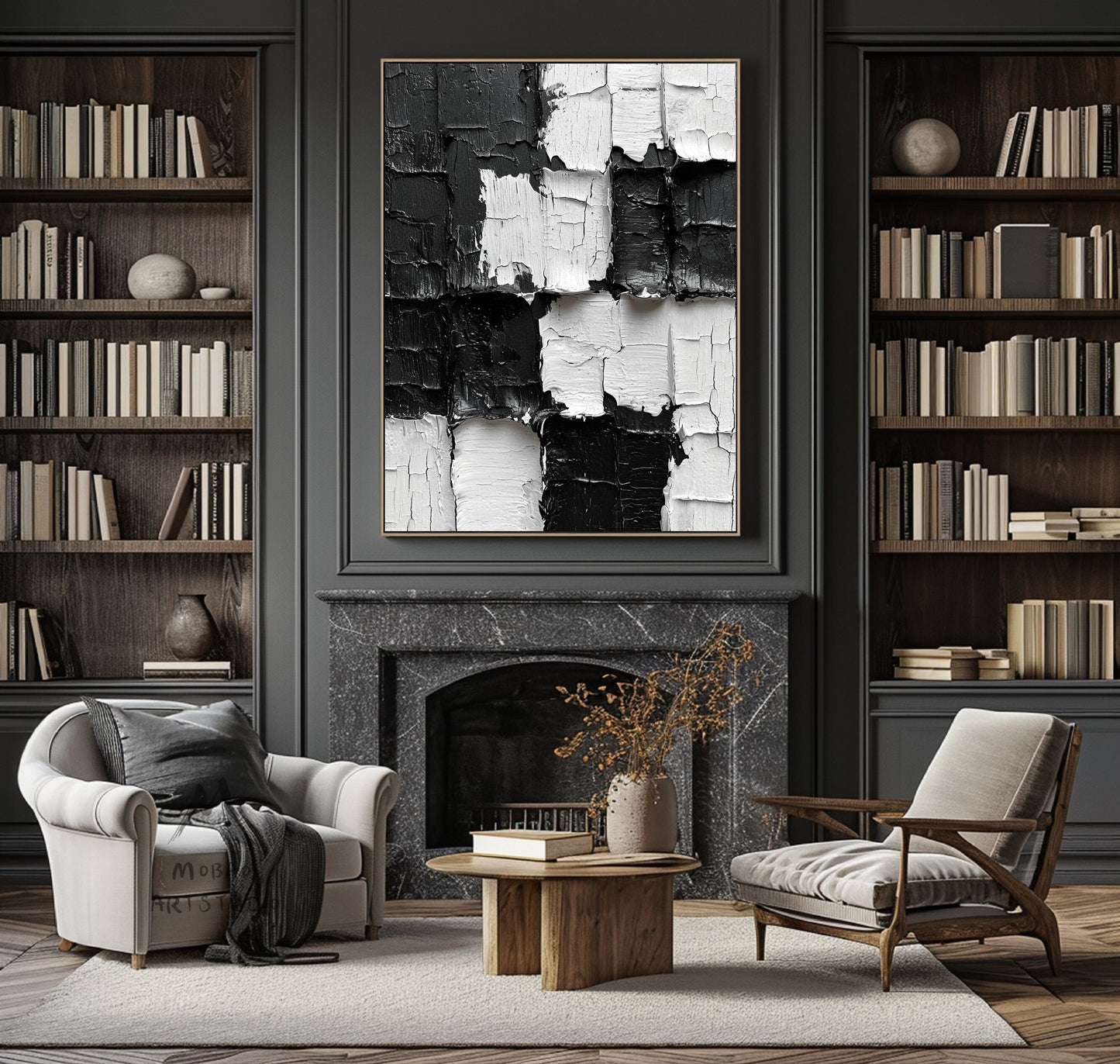 Large Textured Wall Art White 3D Canvas Painting White 3D Textured Wall Art Black 3D Textured Painting White Minimalist Art Modern Wall Art
