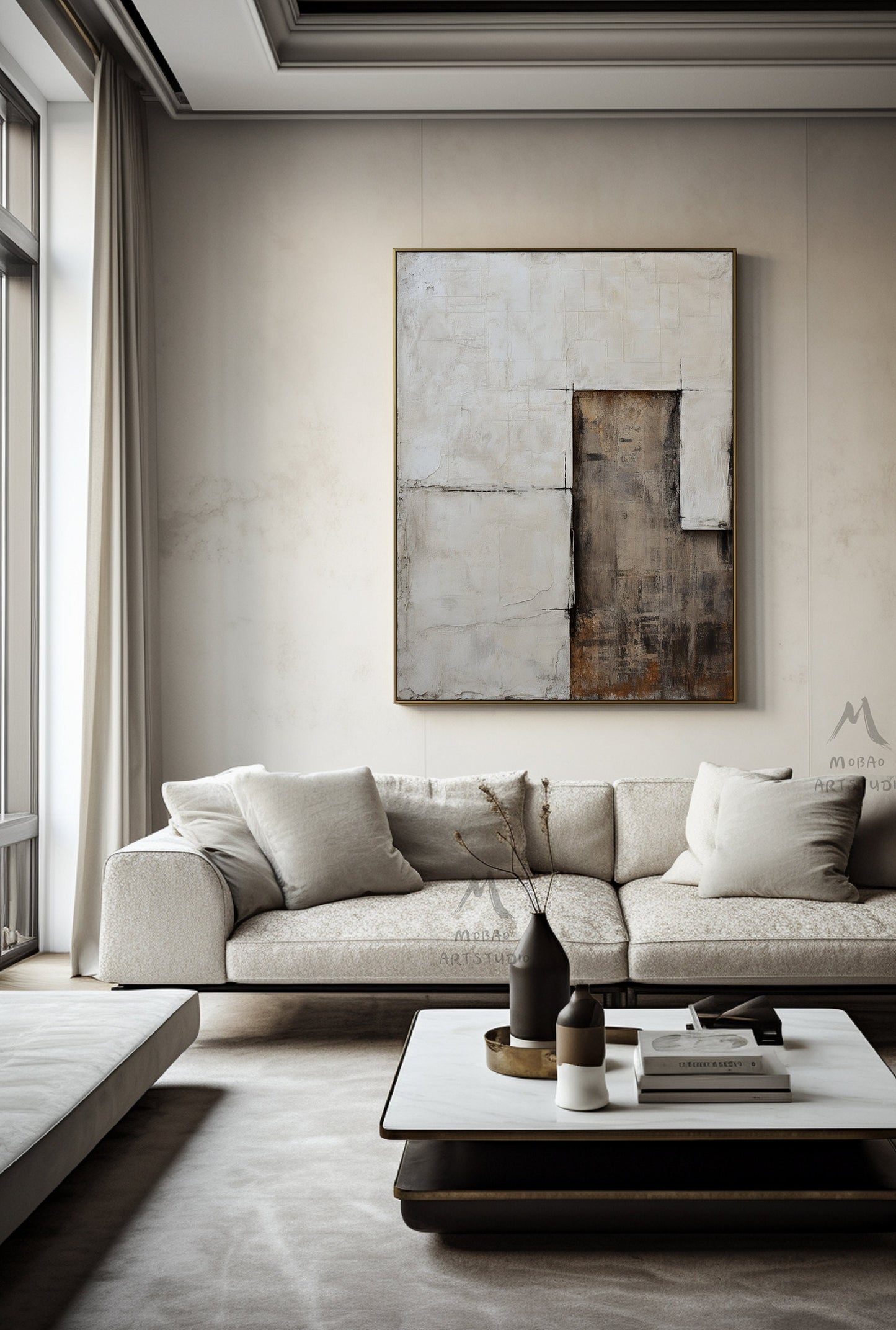 Wabi Sabi Wall Art Beige Wall Art Boho Wall Art Beige Minimalist Painting Brown Abstract Art Neutral Wall Art Large Texture Abstract Art