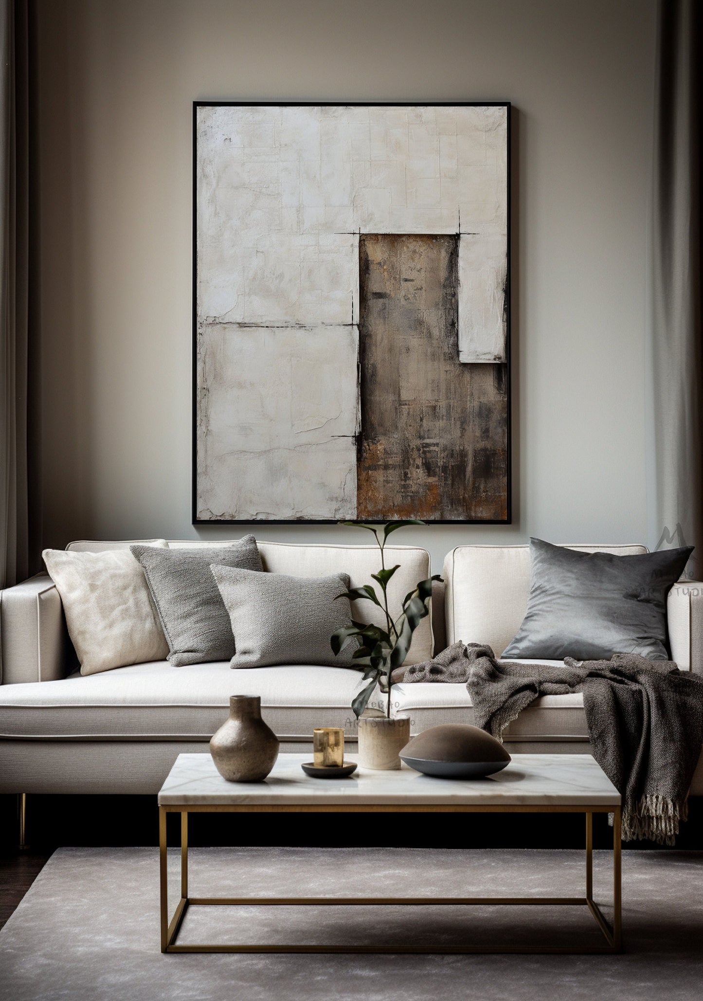 Wabi Sabi Wall Art Beige Wall Art Boho Wall Art Beige Minimalist Painting Brown Abstract Art Neutral Wall Art Large Texture Abstract Art
