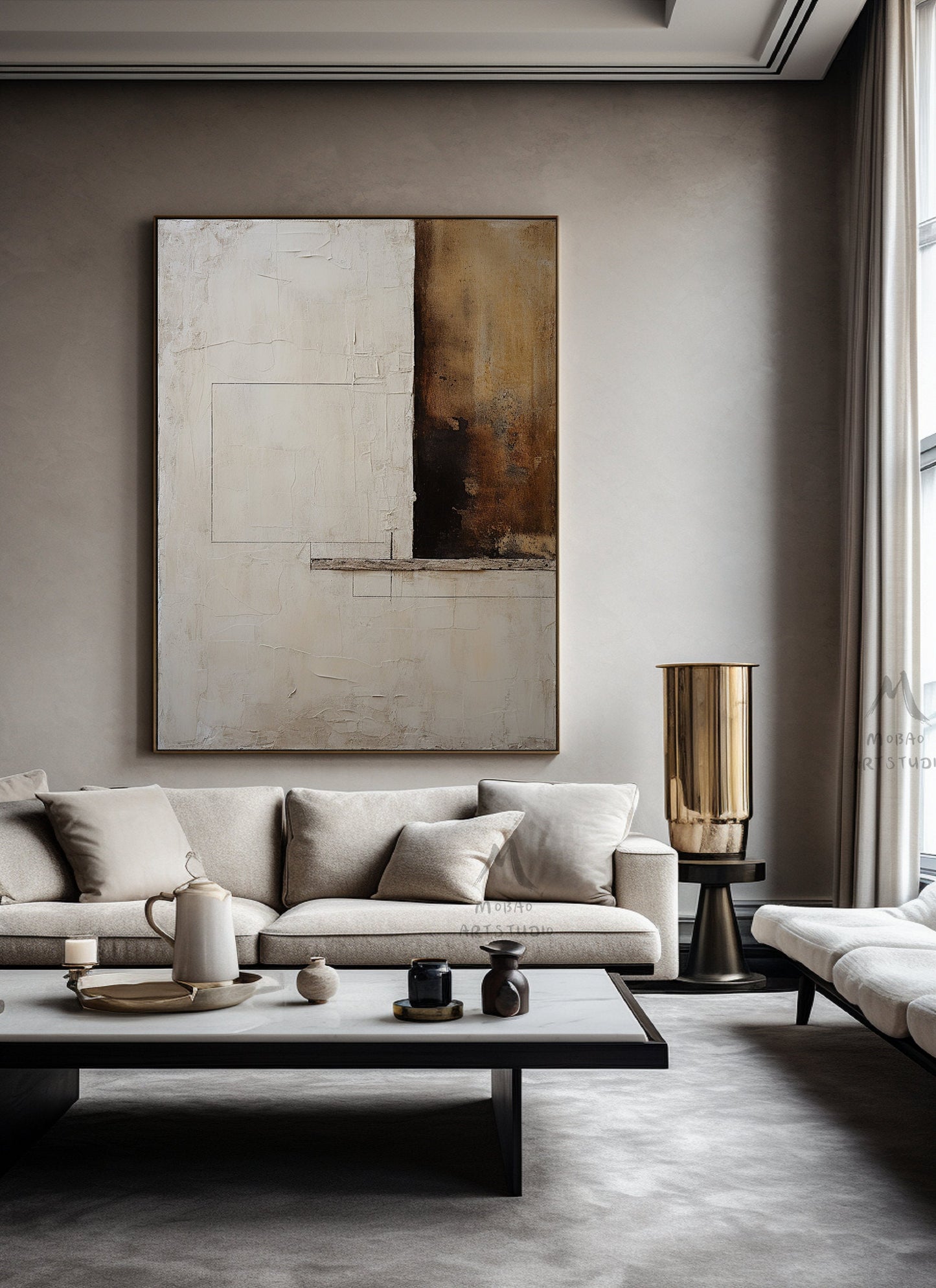 Beige Minimalist Painting Boho Wall Art Neutral Wall Art Beige Wall Art Wabi Sabi Wall Art Brown Abstract Art Large Texture Abstract Art