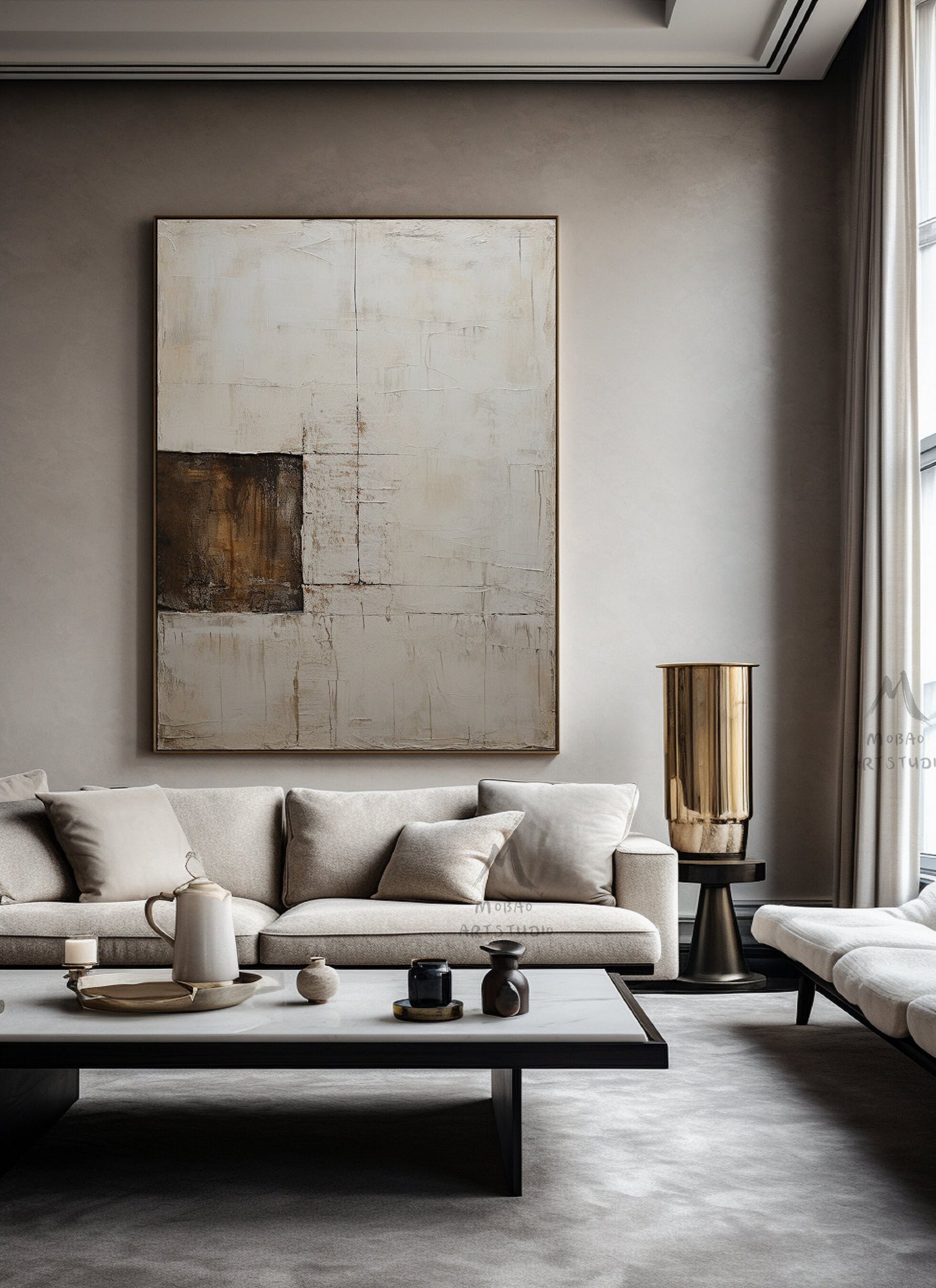 Beige Painting Boho Wall Art Beige Wall Art Wabi Sabi Wall Art Neutral Painting Canvas Wall Art Brown Abstract Art Beige Abstract Painting