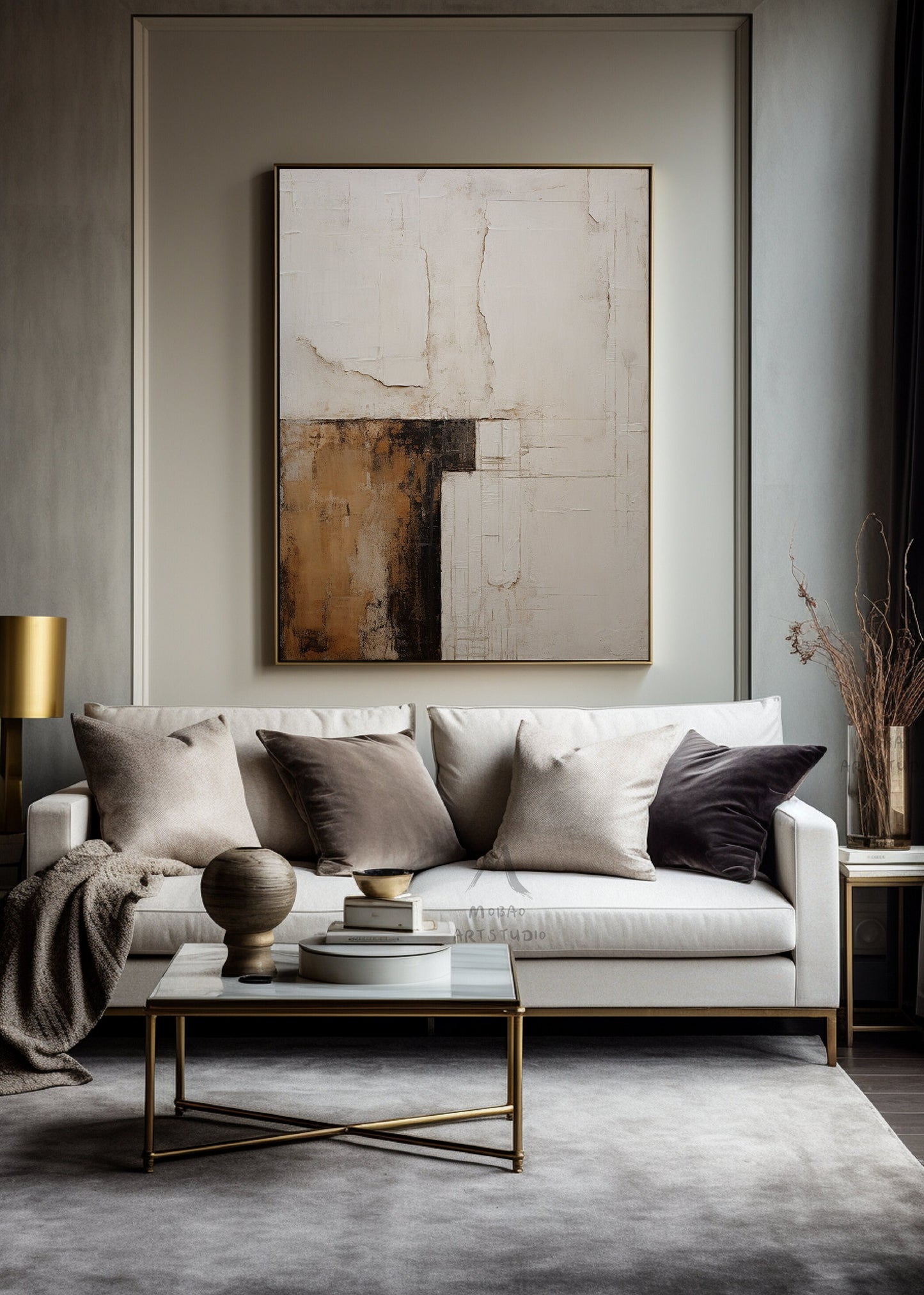 Wabi Sabi Wall Art Beige Painting Boho Wall Art Beige Wall Art Neutral Canvas Wall Art Brown Abstract Art Beige Abstract Painting