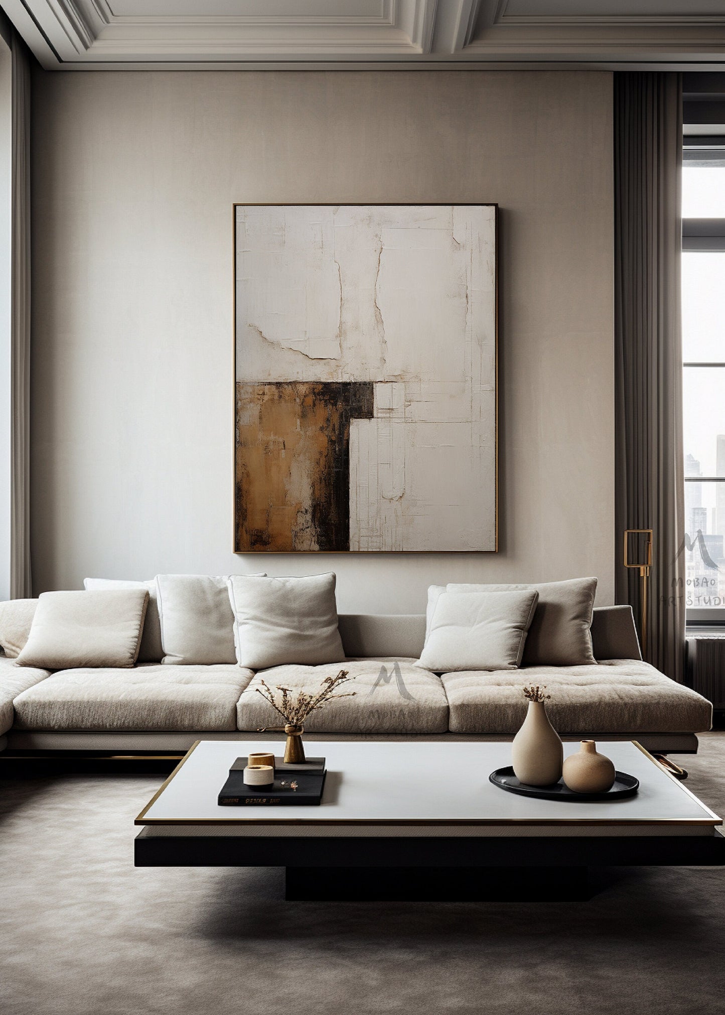 Wabi Sabi Wall Art Beige Painting Boho Wall Art Beige Wall Art Neutral Canvas Wall Art Brown Abstract Art Beige Abstract Painting