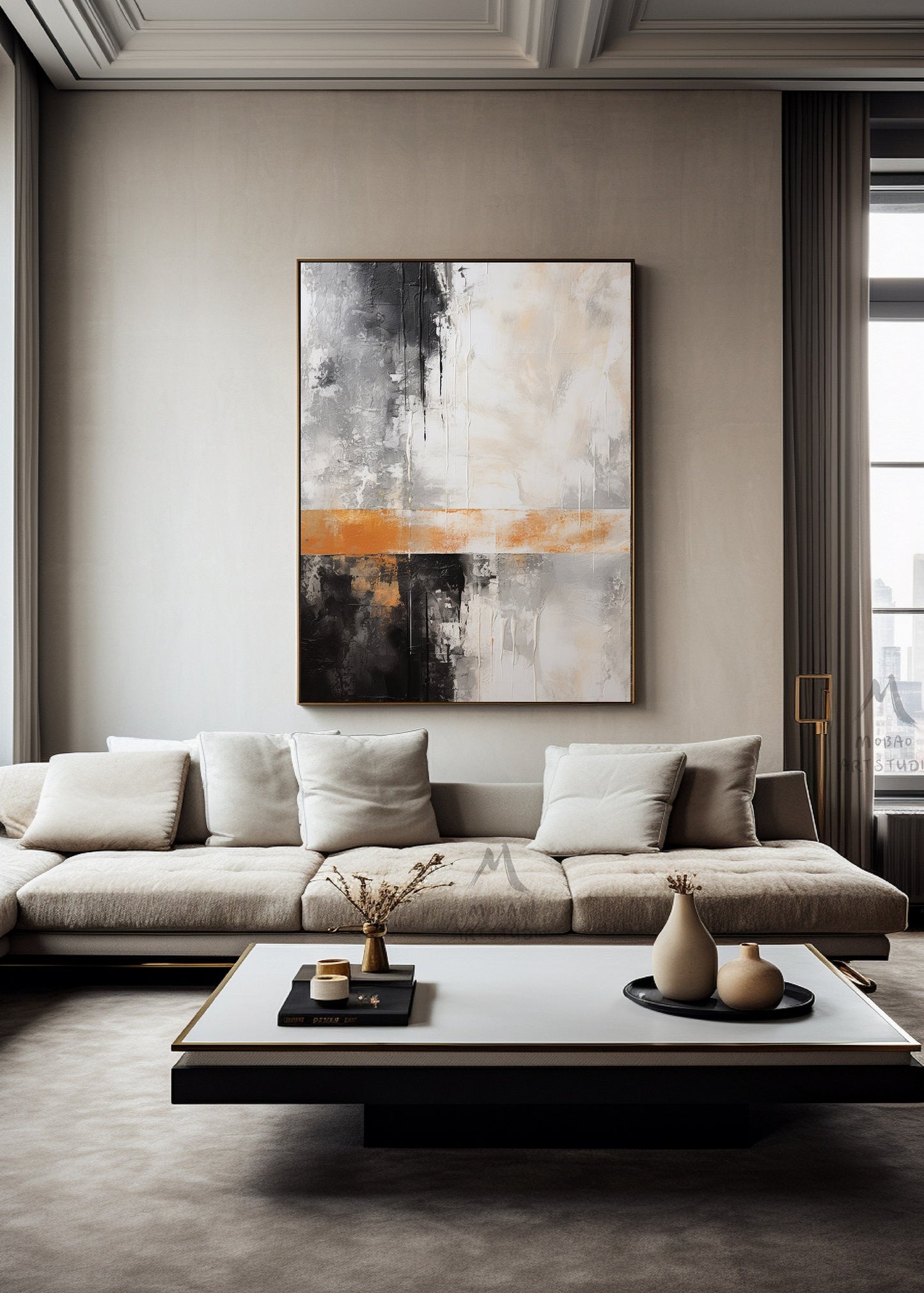 Boho Wall Art Gray Wall Art Neutral Canvas Art Wabi Sabi Wall Art Orange Wall Art Black Abstract Art Beige Abstract Art Beige Wall Art