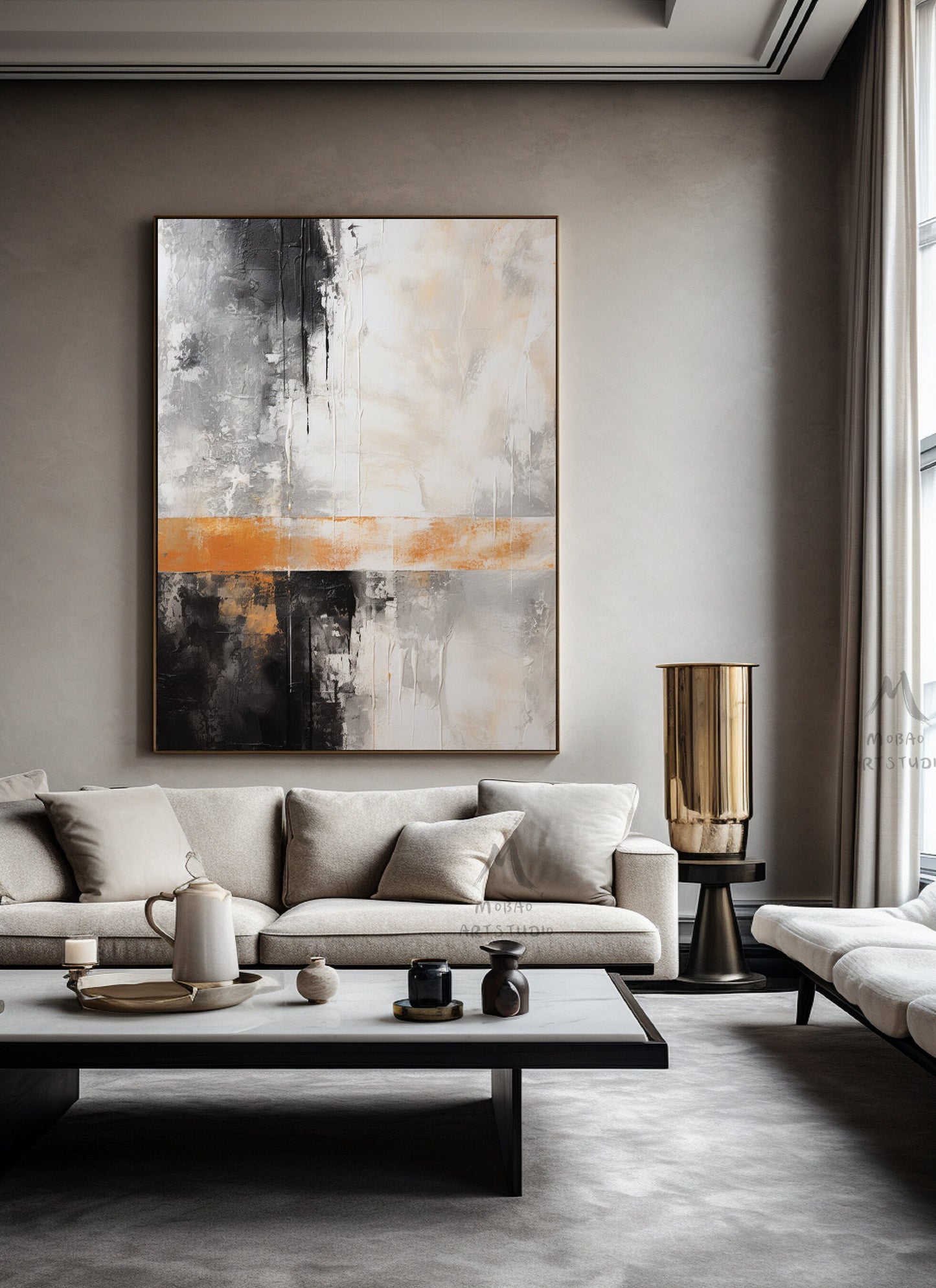 Boho Wall Art Gray Wall Art Neutral Canvas Art Wabi Sabi Wall Art Orange Wall Art Black Abstract Art Beige Abstract Art Beige Wall Art