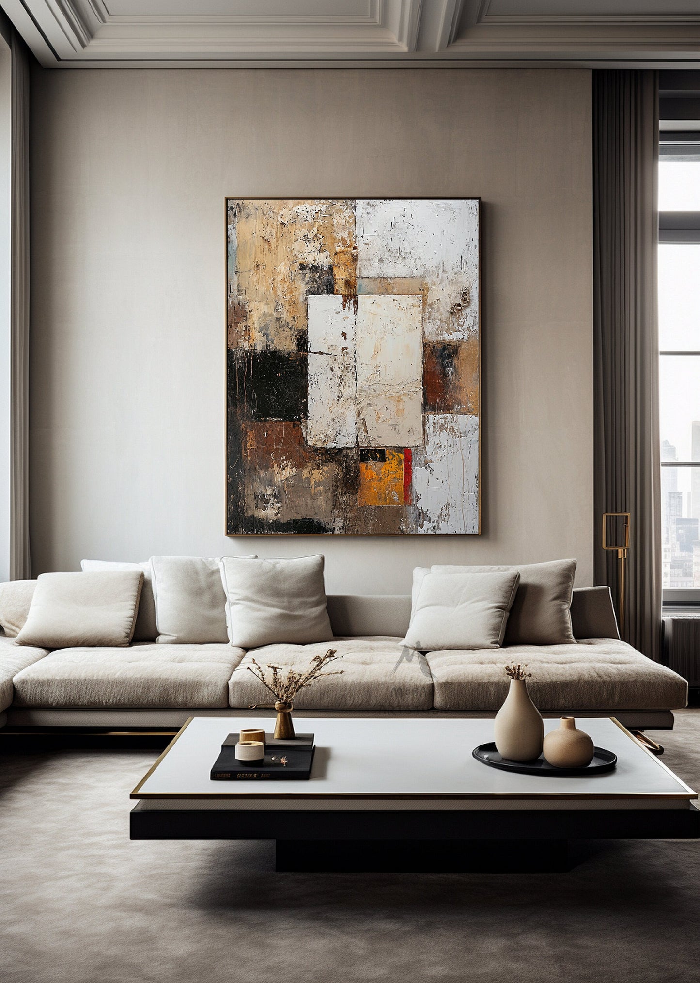 Beige Wall Art Large Texture Art Black Abstract Wall Art Beige Canvas Wall Art Orange Minimalist Art Beige Texture Art Wabi Sabi Wall Art