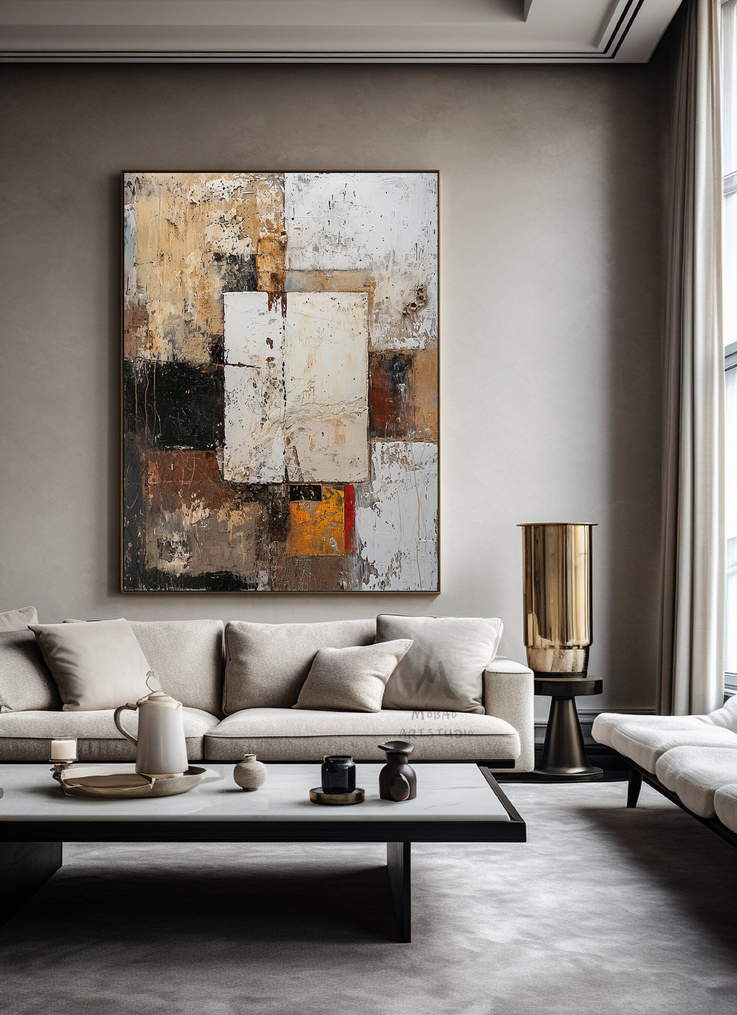 Beige Wall Art Large Texture Art Black Abstract Wall Art Beige Canvas Wall Art Orange Minimalist Art Beige Texture Art Wabi Sabi Wall Art