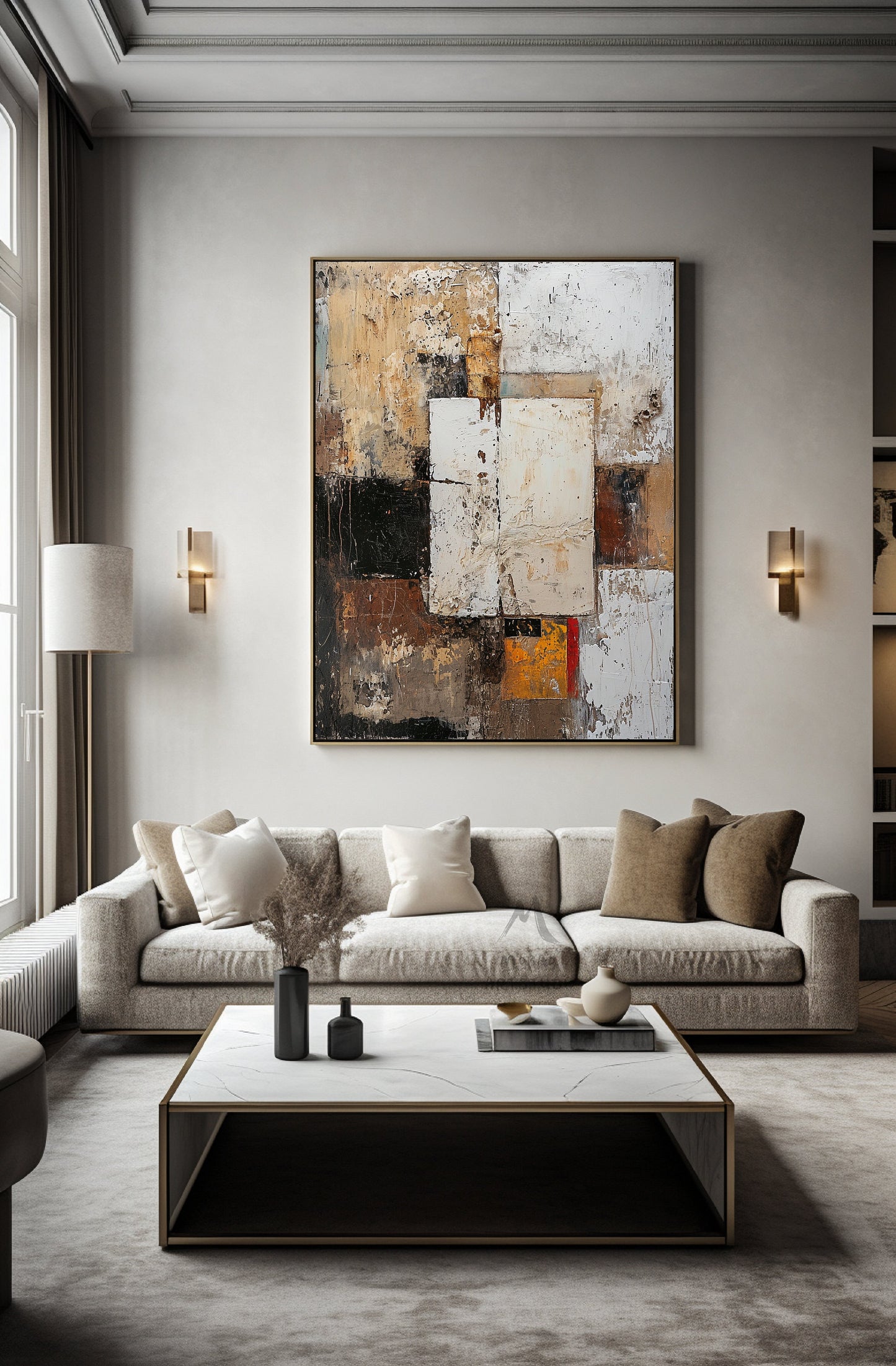 Beige Wall Art Large Texture Art Black Abstract Wall Art Beige Canvas Wall Art Orange Minimalist Art Beige Texture Art Wabi Sabi Wall Art