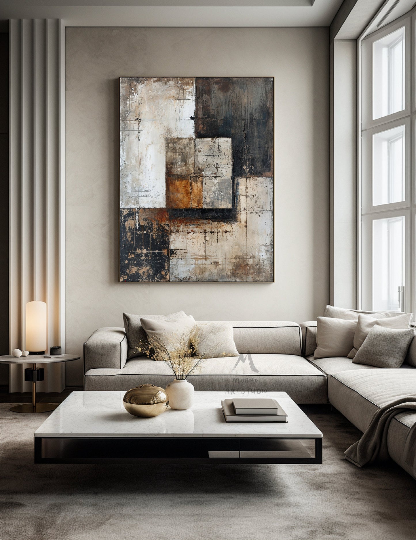 Beige Wabi Sabi Wall Art Brown Wall Art Brwon Minimalist Art Beige Canvas Wall Art Gray Abstract Wall Art Beige Wall Art Large Texture Art