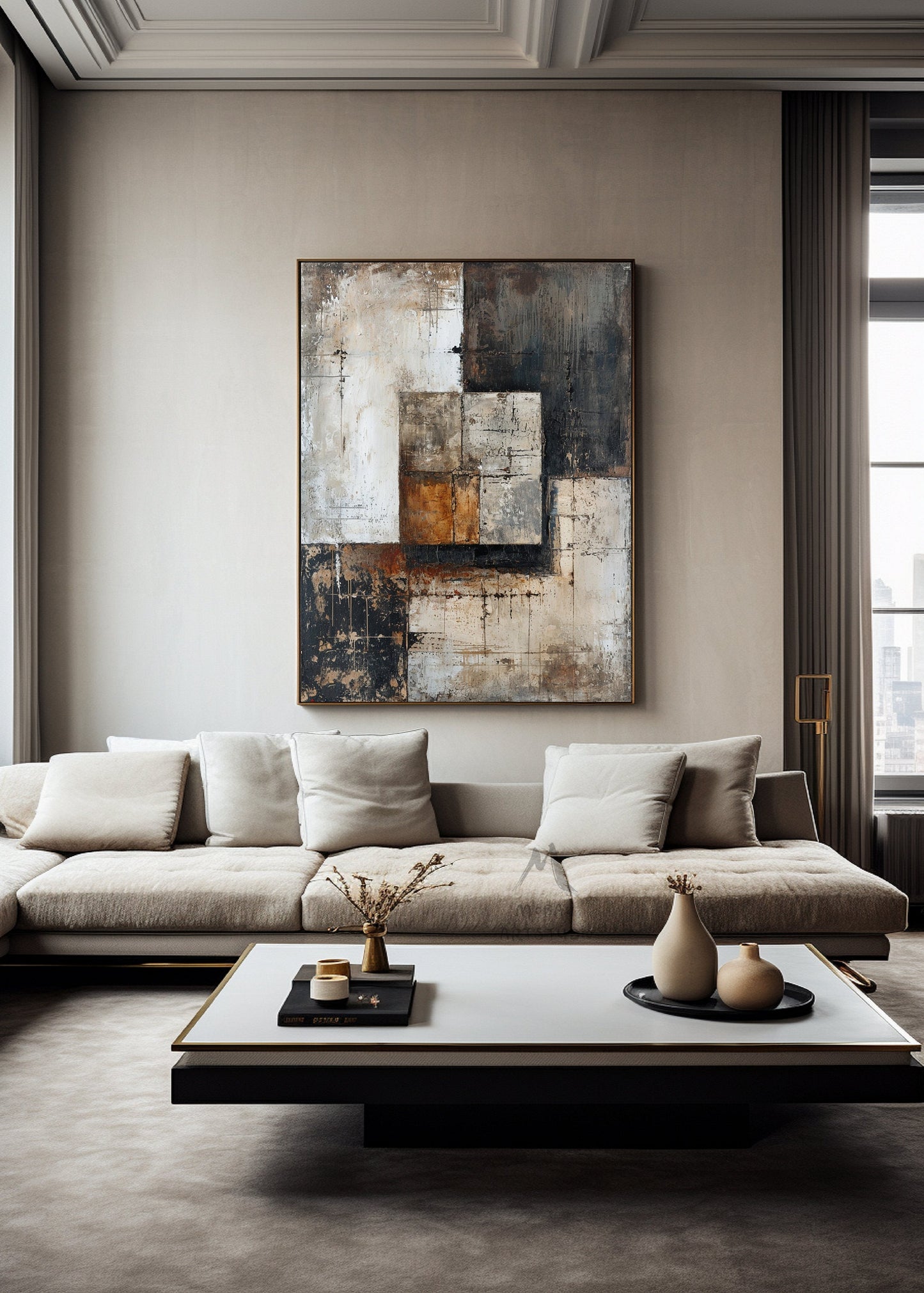 Beige Wabi Sabi Wall Art Brown Wall Art Brwon Minimalist Art Beige Canvas Wall Art Gray Abstract Wall Art Beige Wall Art Large Texture Art