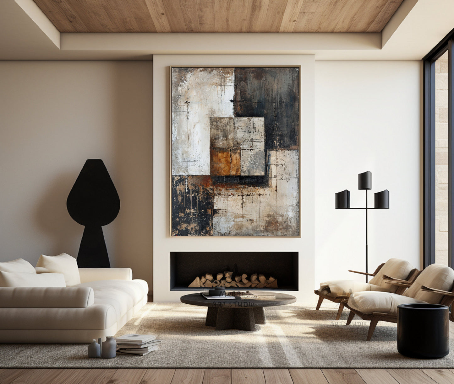 Beige Wabi Sabi Wall Art Brown Wall Art Brwon Minimalist Art Beige Canvas Wall Art Gray Abstract Wall Art Beige Wall Art Large Texture Art