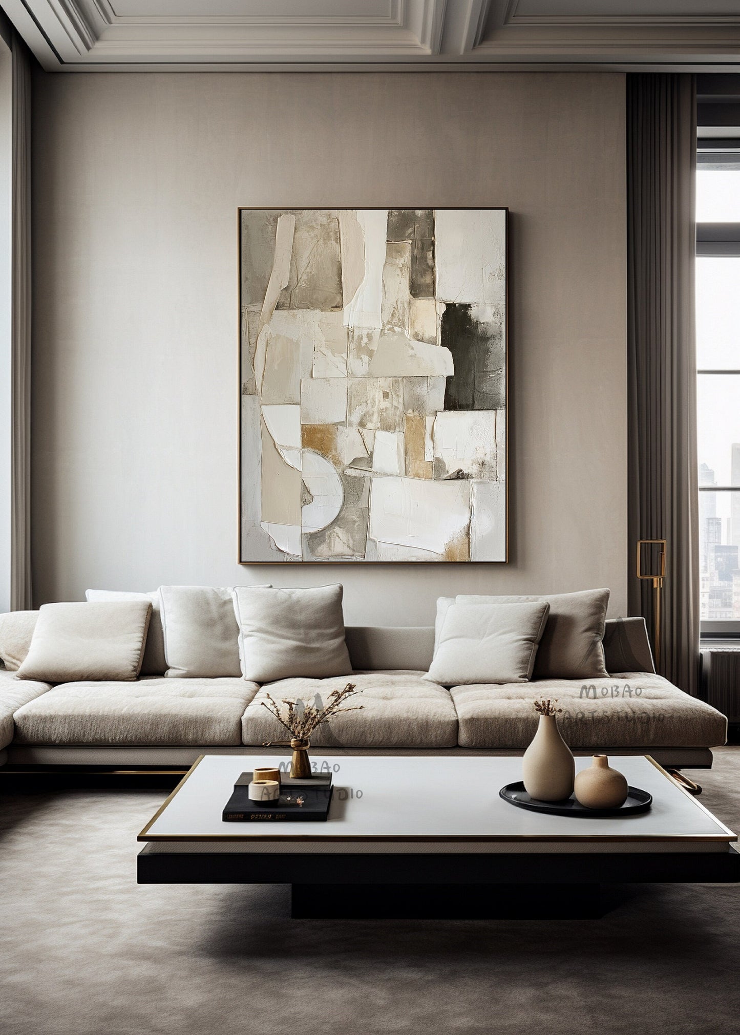 Beige Wabi Sabi Wall Art Boho Wall Art Beige Texture Art Gray Abstract Painting Beige Modern Wall Art Beige Wall Art Gray Texture Painting