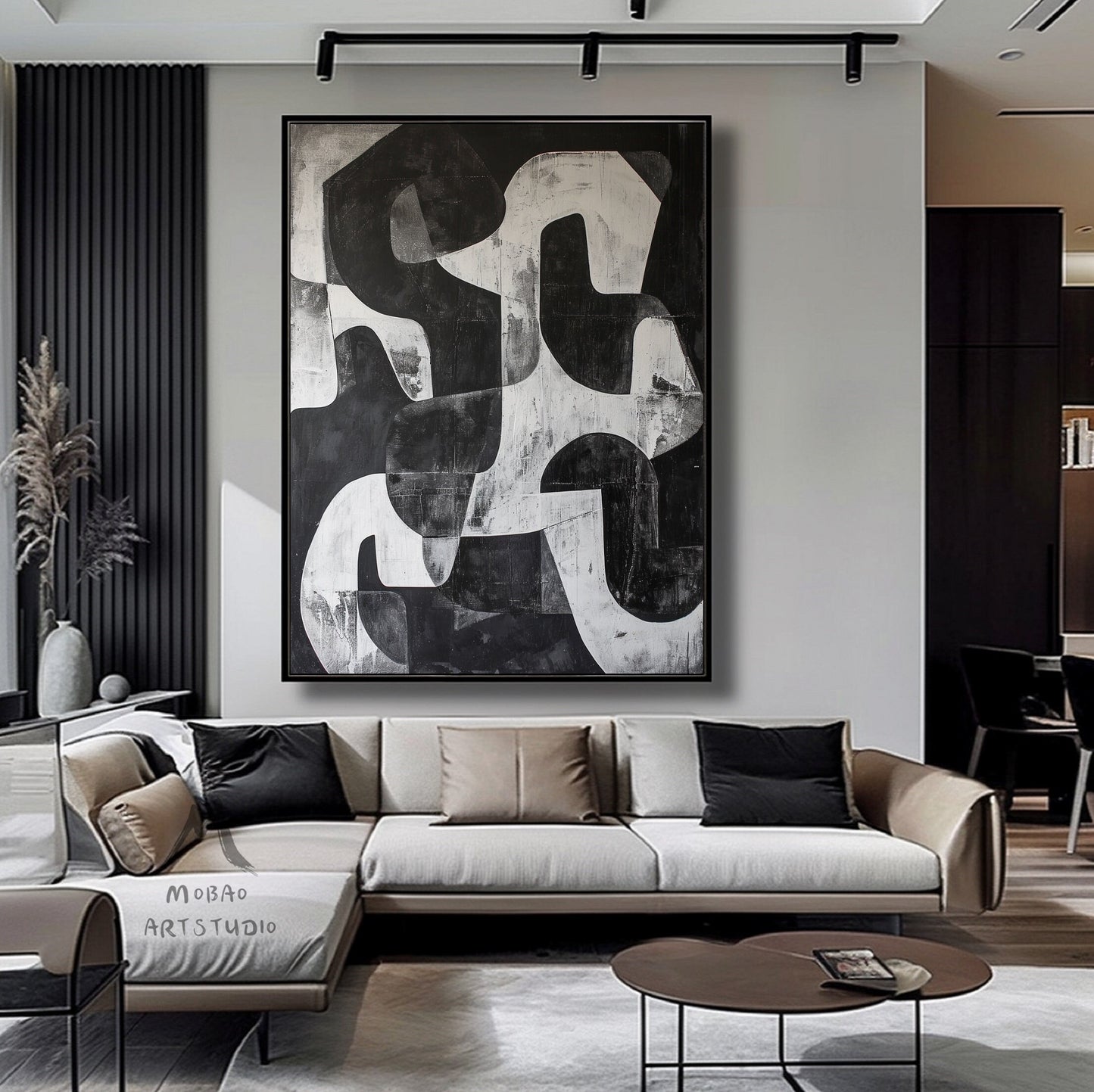 Black Textured Painting On Canvas Black Minimalist Painting Black and White Abstract Painting Gray Minimalist Art Modern Wall Art Decor
