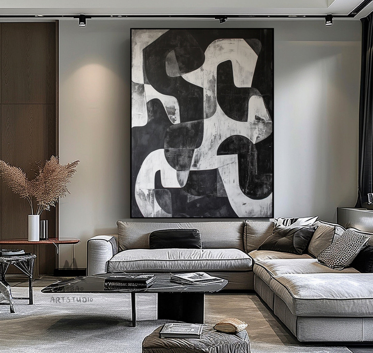Black Textured Painting On Canvas Black Minimalist Painting Black and White Abstract Painting Gray Minimalist Art Modern Wall Art Decor
