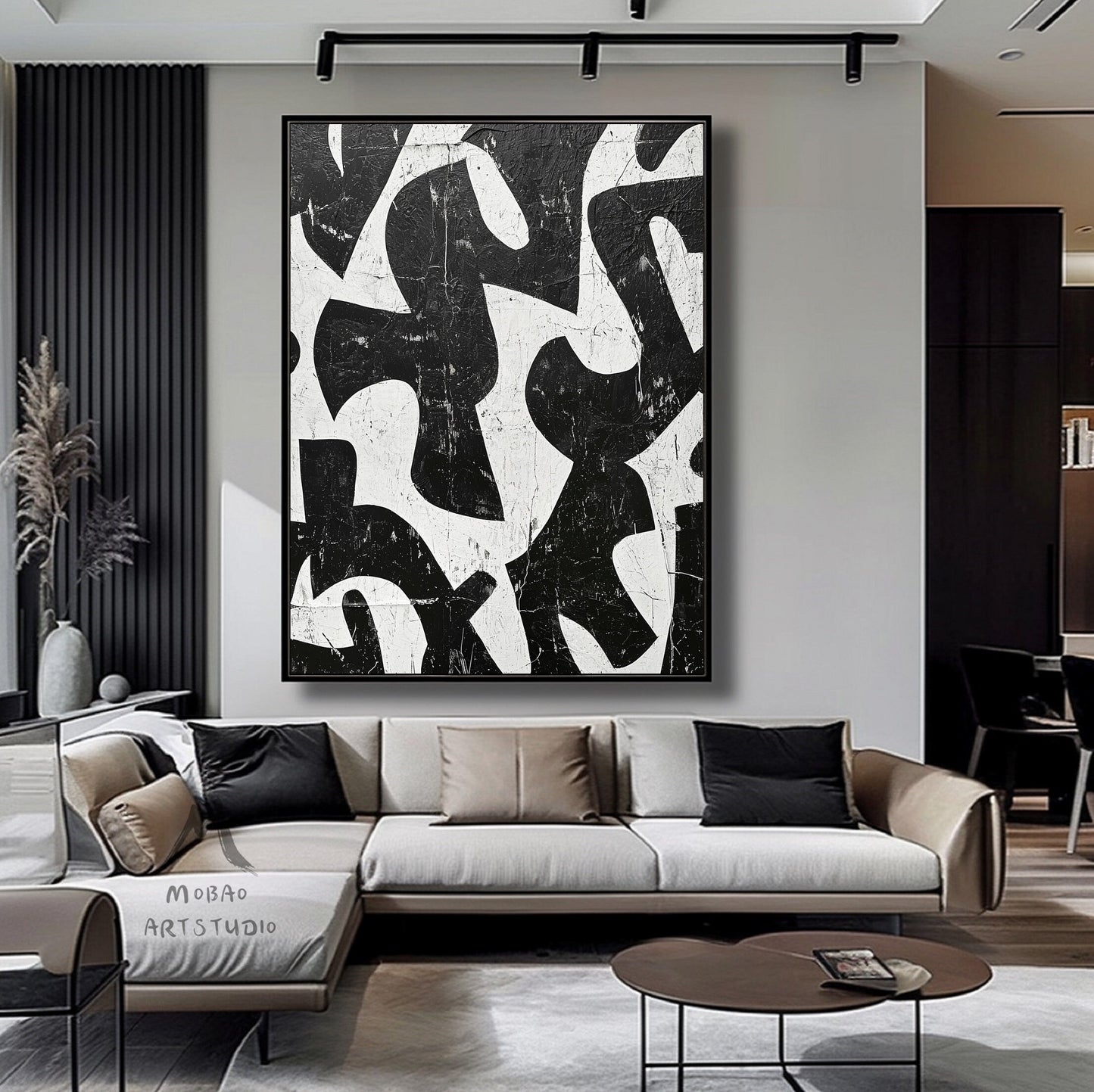 White Textured Canvas Painting Black White Abstract Painting Black Wabi Sabi Wall Art Large Black Minimalist Wall Art Black Wall Art Decor