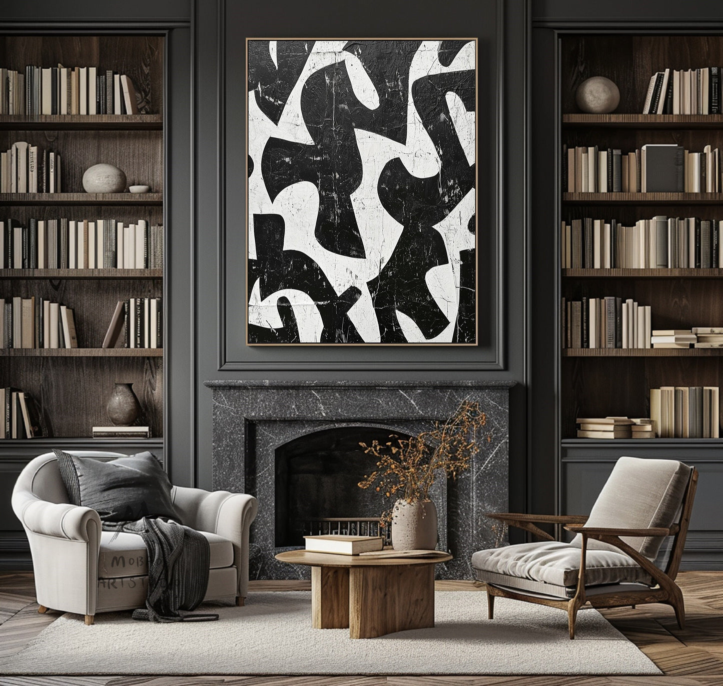 White Textured Canvas Painting Black White Abstract Painting Black Wabi Sabi Wall Art Large Black Minimalist Wall Art Black Wall Art Decor