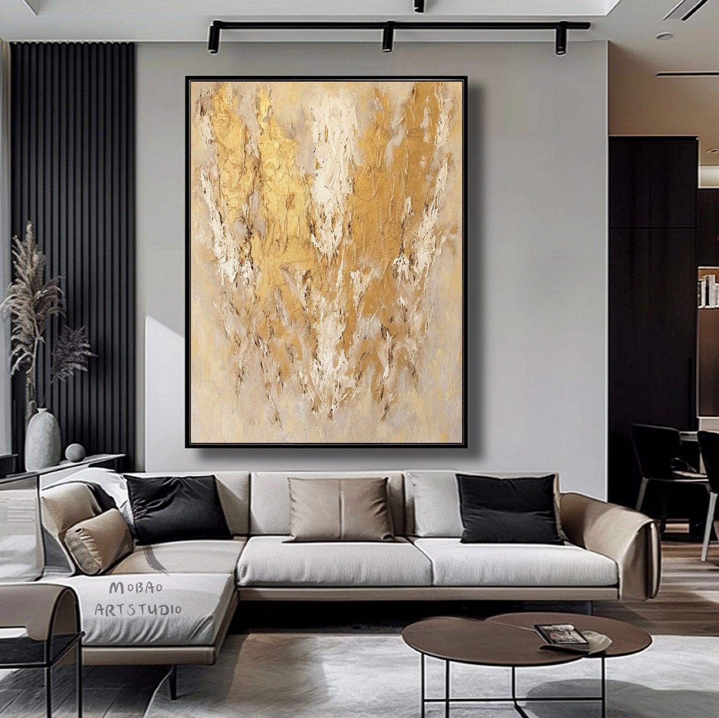 Gold Textured Canvas Painting Beige Textured Art Gold Minimalist Wall Art Beige Abstract Painting Wabi Sabi Wall Art Beige Wall Art Decor