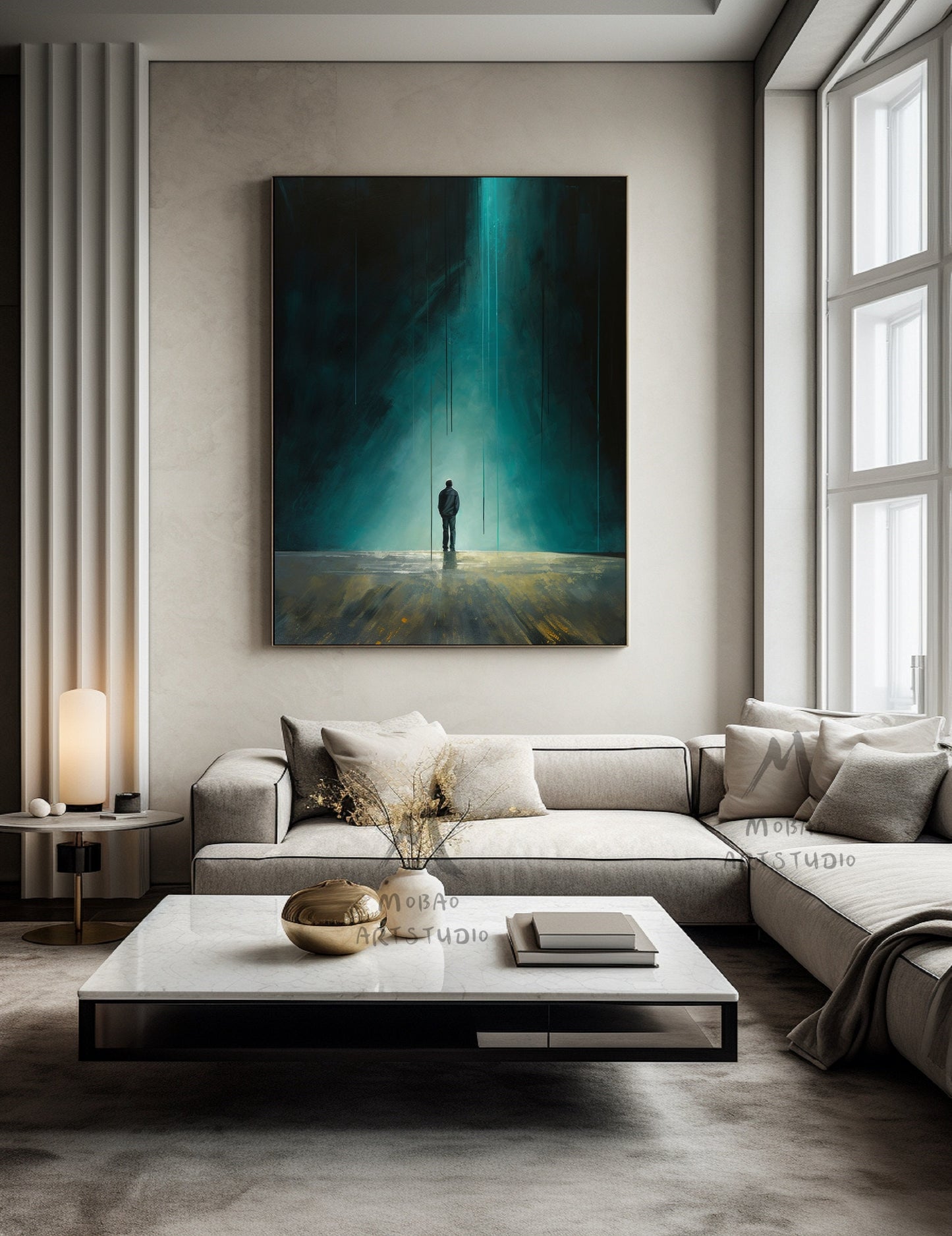 Large BLUE Abstract Painting Blue Minimalism Painting Blue Wall Art Blue Canvas Painting Blue Abstract Art Blue Canvas Wall Art:Hope-7