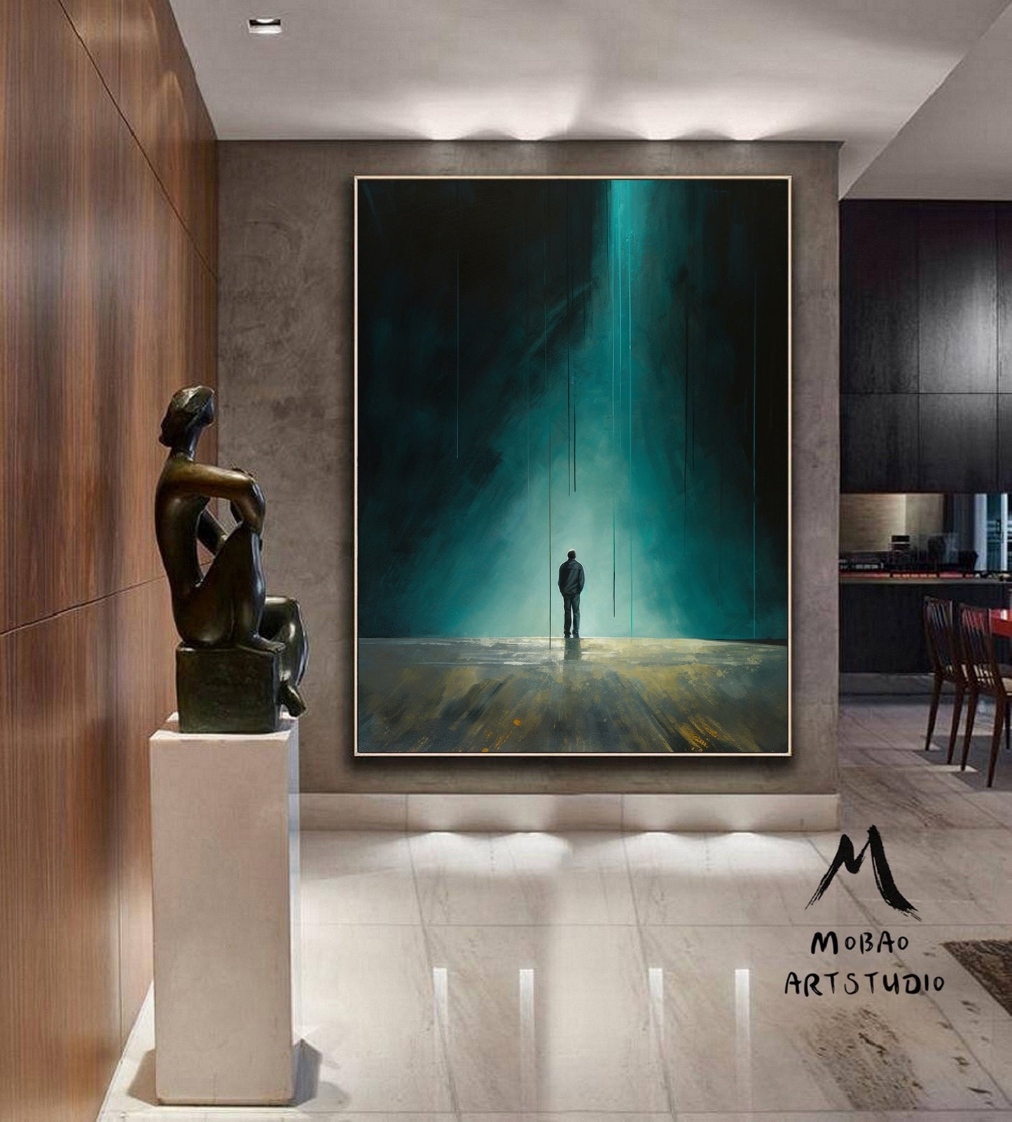 Large BLUE Abstract Painting Blue Minimalism Painting Blue Wall Art Blue Canvas Painting Blue Abstract Art Blue Canvas Wall Art:Hope-7