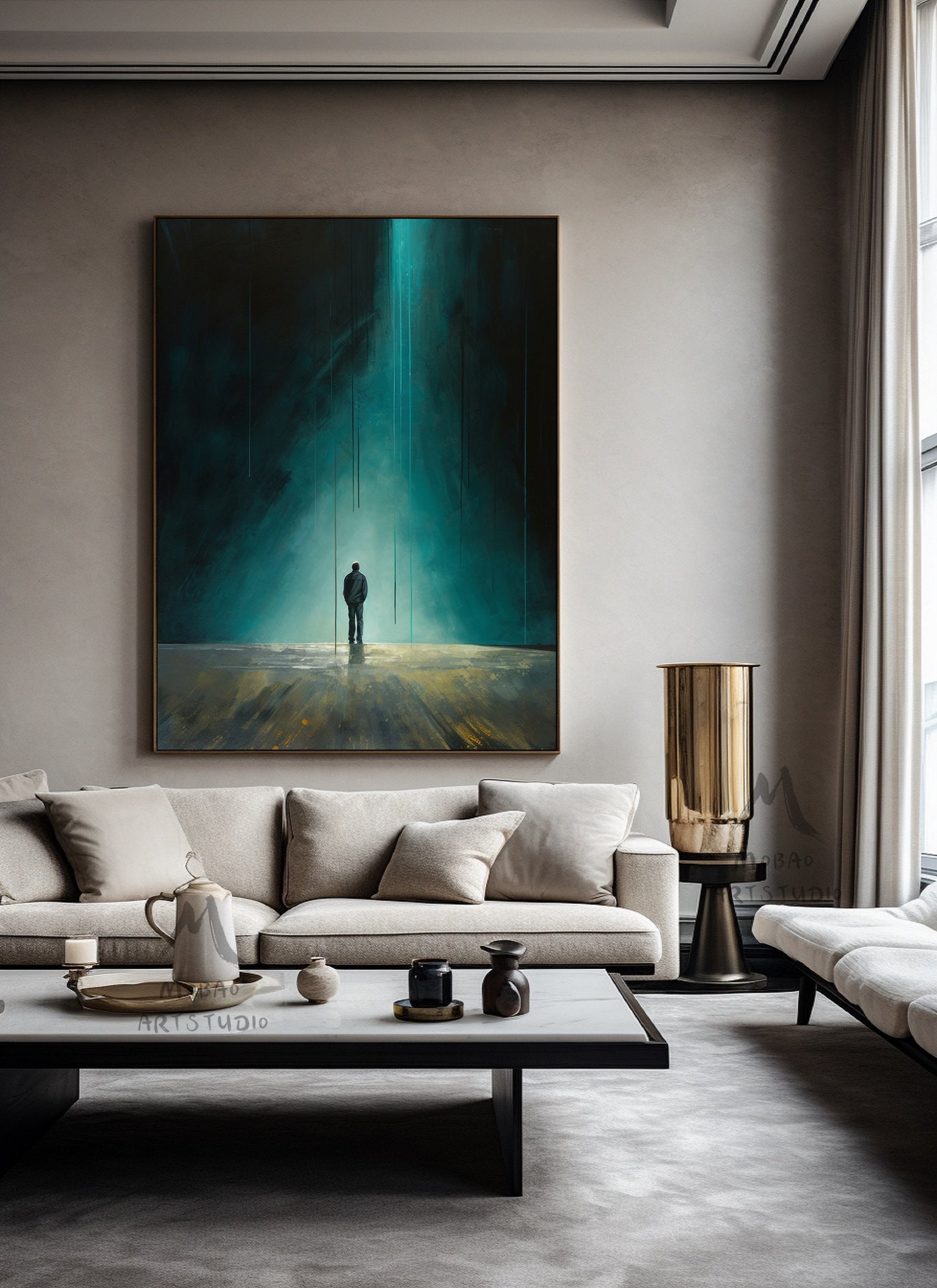Large BLUE Abstract Painting Blue Minimalism Painting Blue Wall Art Blue Canvas Painting Blue Abstract Art Blue Canvas Wall Art:Hope-7