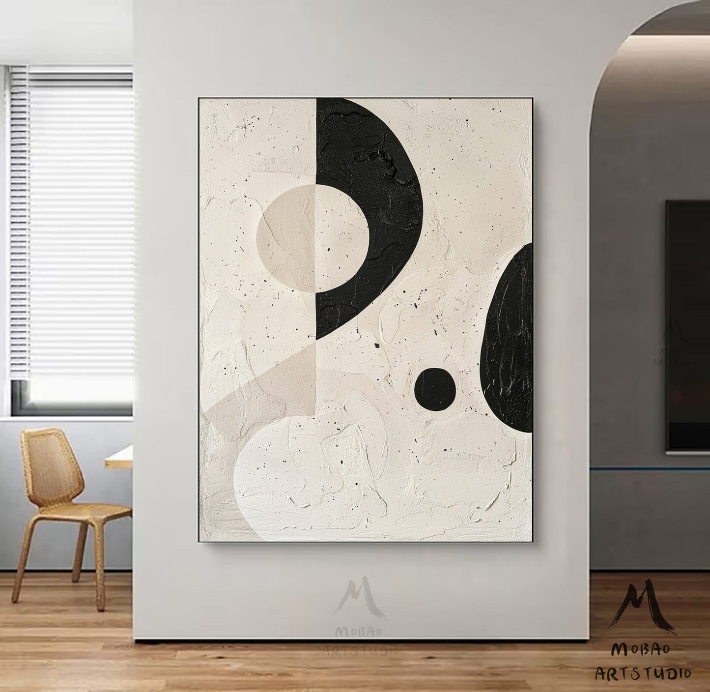 Beige Textured Canvas Wall Art Wabi-Sabi Wall Art Beige Abstract Wall Art Beige Minimalist Wall Art Boho Wall Art Black Minimalist Wall Art