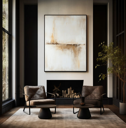 Original beige abstract painting, large brown abstract painting, beige minimalist painting, modern wall decoration painting, abstract painting