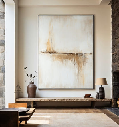 Original beige abstract painting, large brown abstract painting, beige minimalist painting, modern wall decoration painting, abstract painting