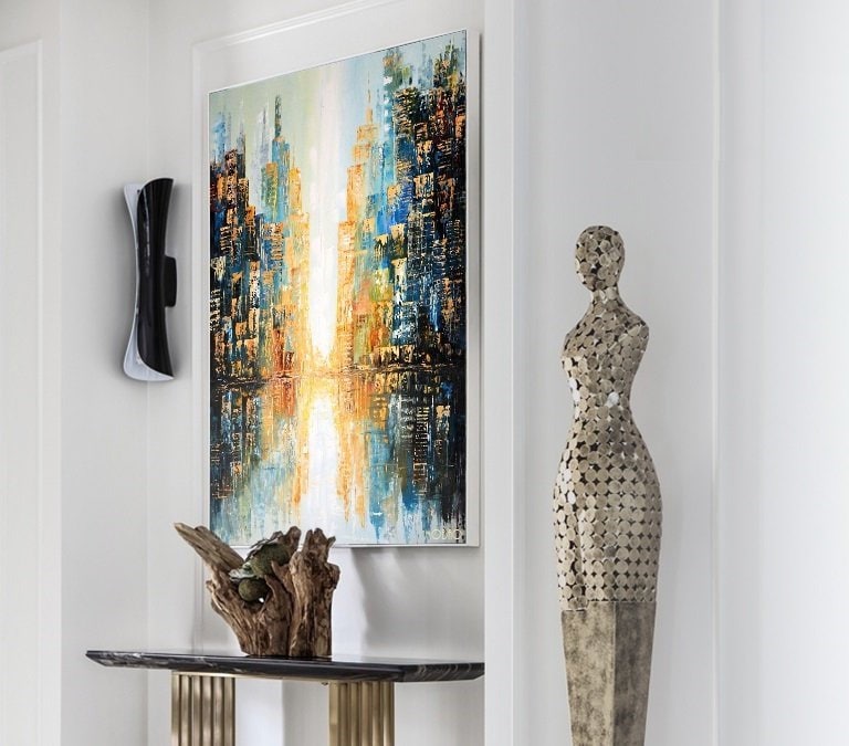 Large City abstract painting on Canvas, Wall City painting, New York city art, Modern city Wall art decor,City skyline Abstract oil painting