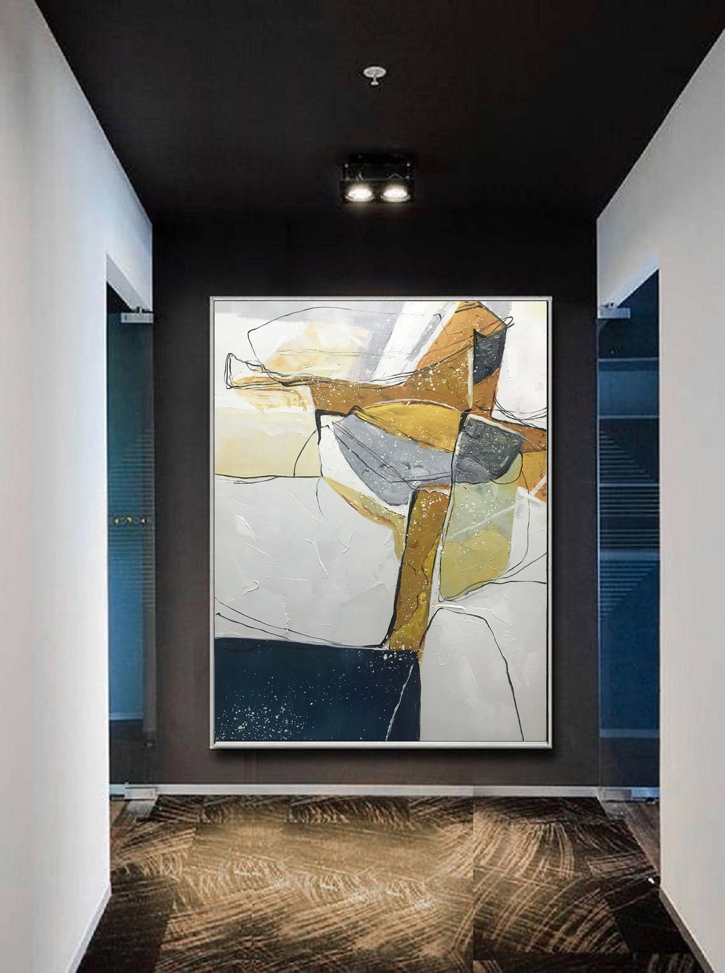 Large Abstract Painting Original Art Abstract Painting,Beige Painting Bule Painting, Minimalist Abstract Painting,Large Wall Canvas Painting