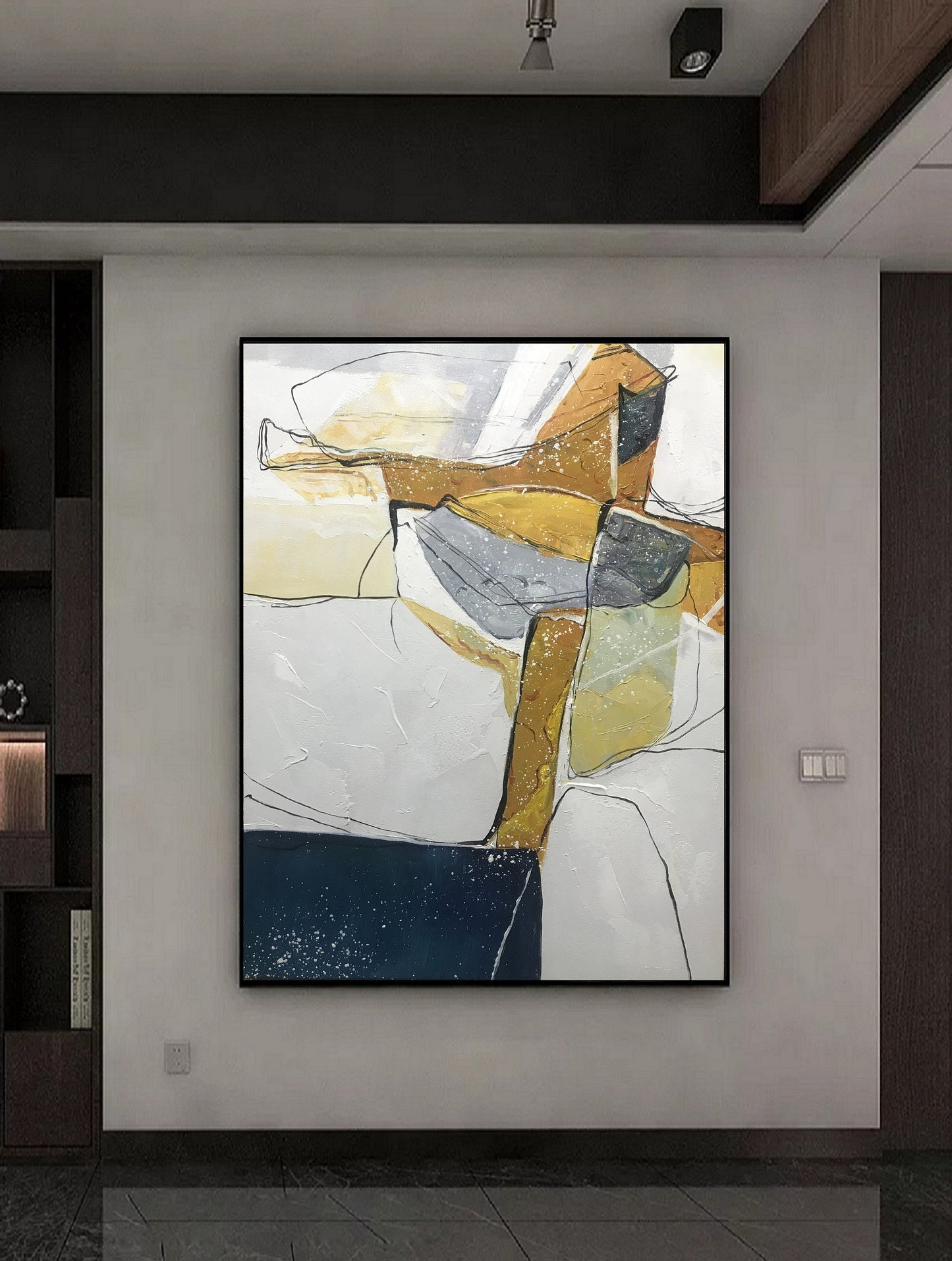 Large Abstract Painting Original Art Abstract Painting,Beige Painting Bule Painting, Minimalist Abstract Painting,Large Wall Canvas Painting