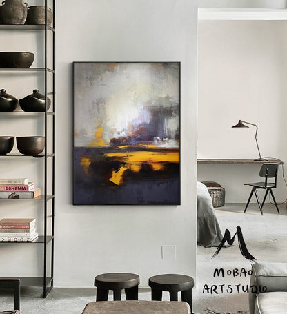 Original Sky Landscape Oil painting,Large Ocean Canvas Oil Painting,Large Original Sea Oil Painting,Large Wall Art Purple Abstract Painting