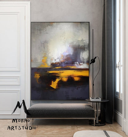 Original Sky Landscape Oil painting,Large Ocean Canvas Oil Painting,Large Original Sea Oil Painting,Large Wall Art Purple Abstract Painting