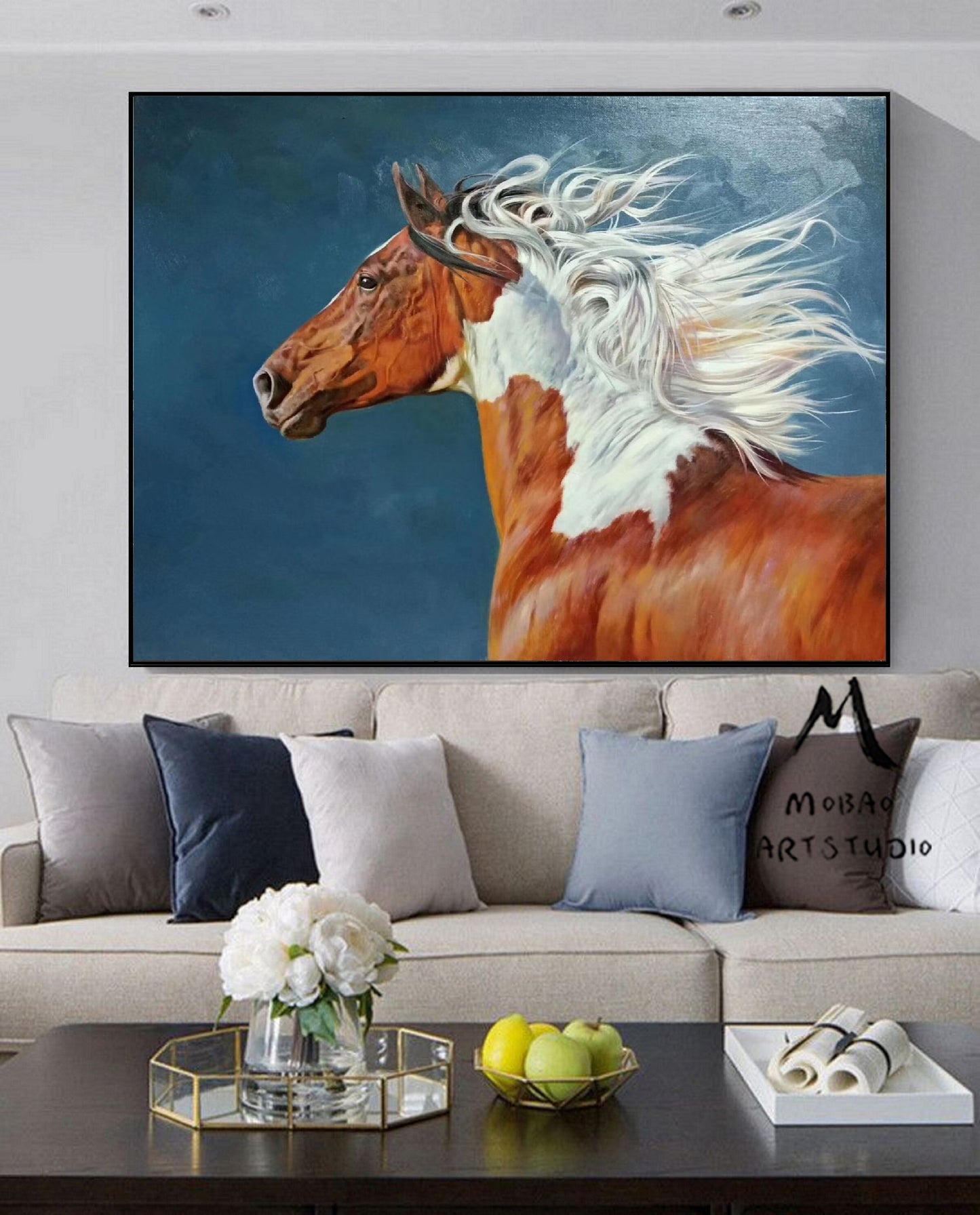 Brown Horse Painting Large Canvas Art Horse Decor Horse Oil Painting Large Oil Painting Horse Wall Art Large Wall Art Living Room Art #M5135