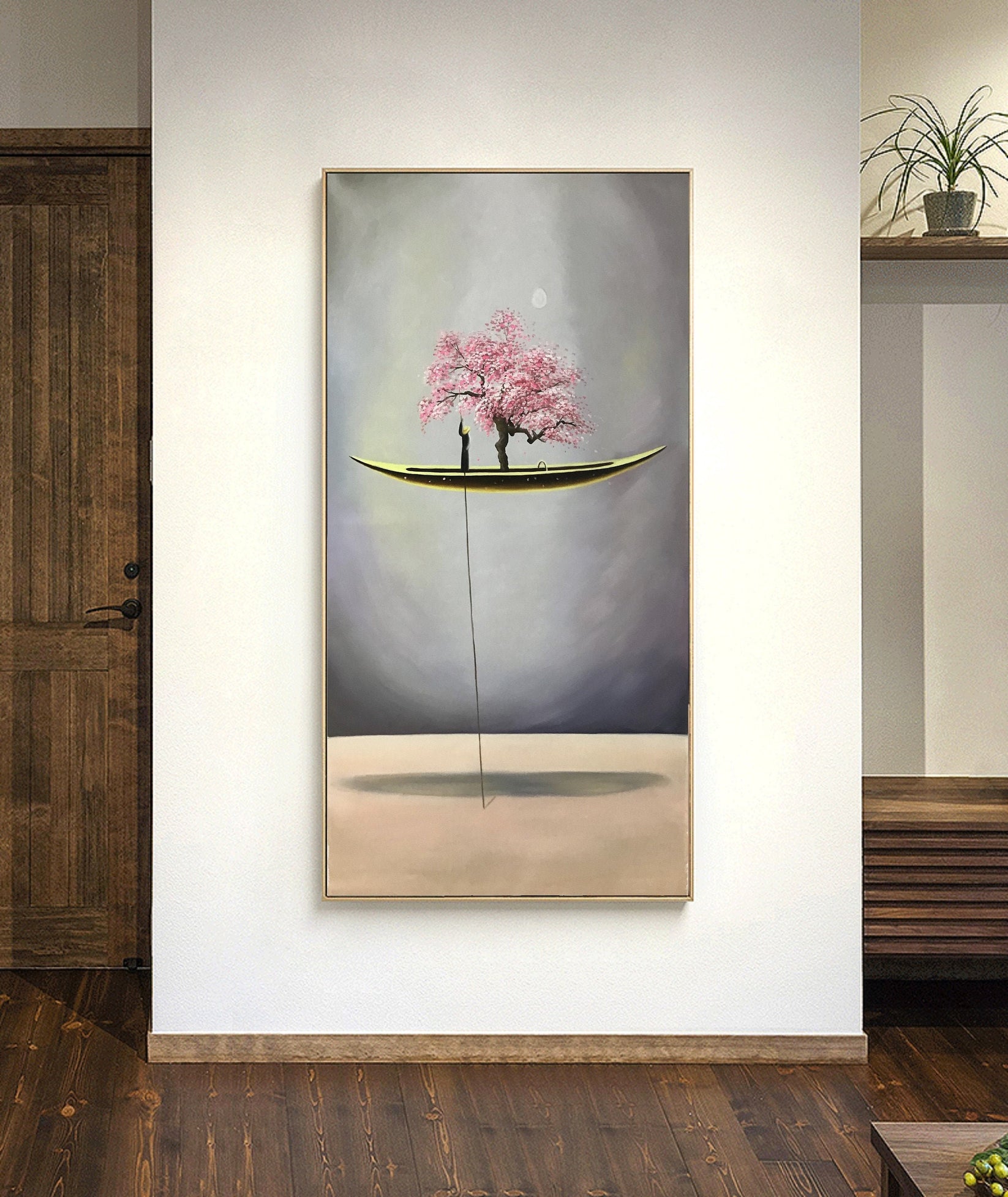 An Abstract Painting of a Floating Canoe,Abstract Oil Painting Artwork ...