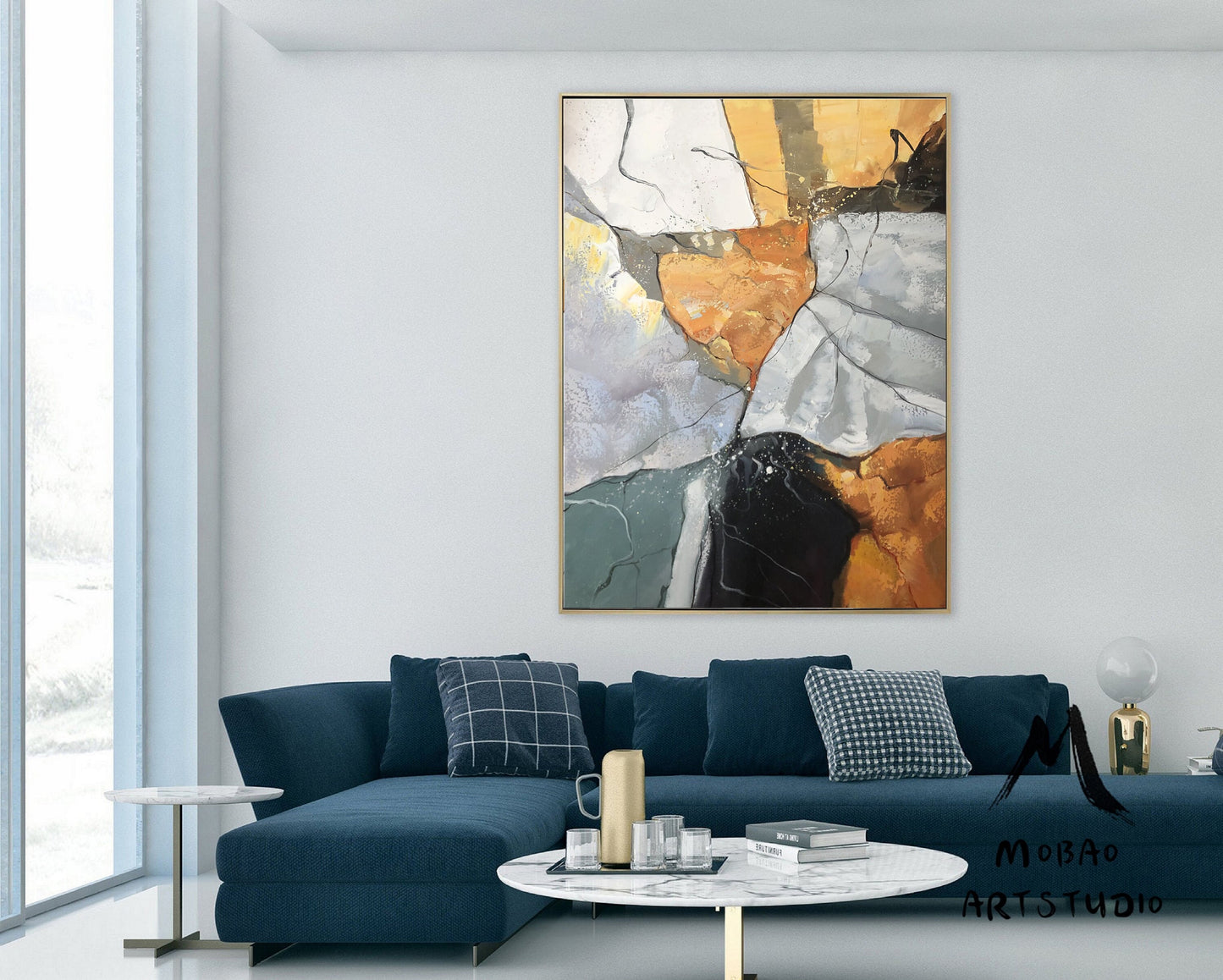 Gold Abstract Painting Large Abstract PaintingGold Abstract Painting Green Oil Painting Textured Painting On Canvas Modern Art Canvas Decor