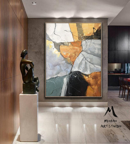 Gold Abstract Painting Large Abstract PaintingGold Abstract Painting Green Oil Painting Textured Painting On Canvas Modern Art Canvas Decor
