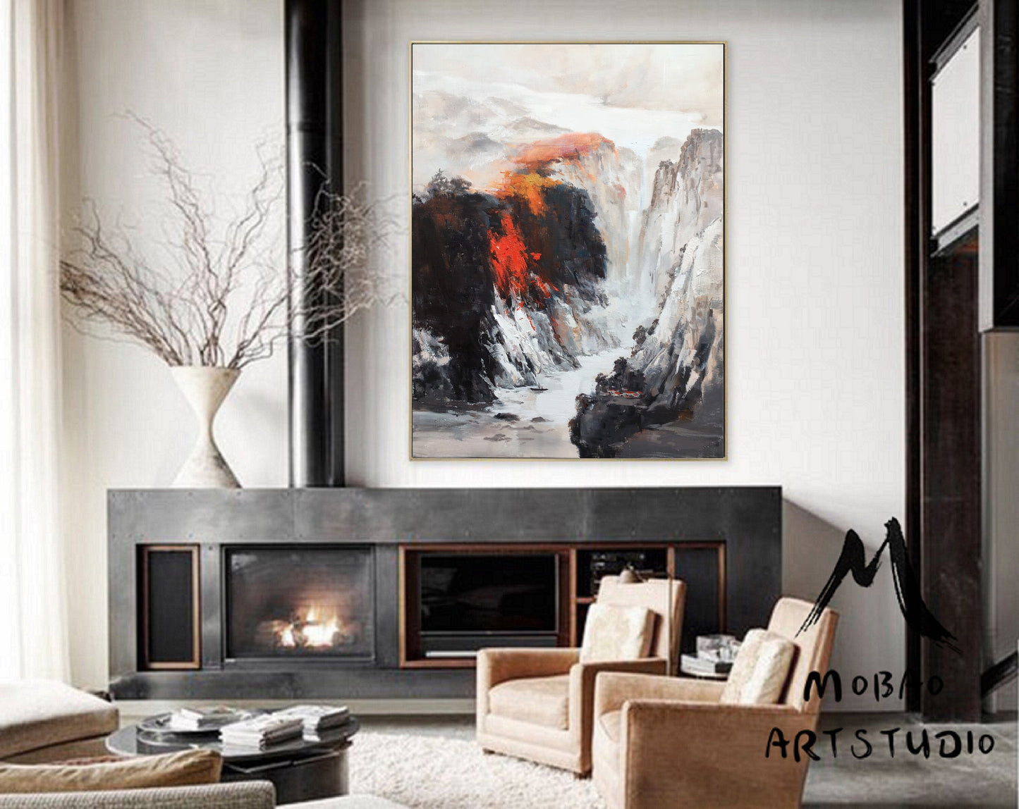 Original landscape painting,Large mountain landscape painting on Canvas,Sky oil painting,Large Landscape abstract painting,Living room art