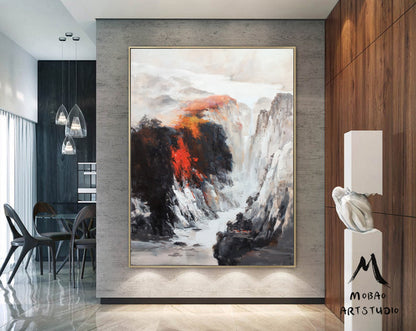Original landscape painting,Large mountain landscape painting on Canvas,Sky oil painting,Large Landscape abstract painting,Living room art