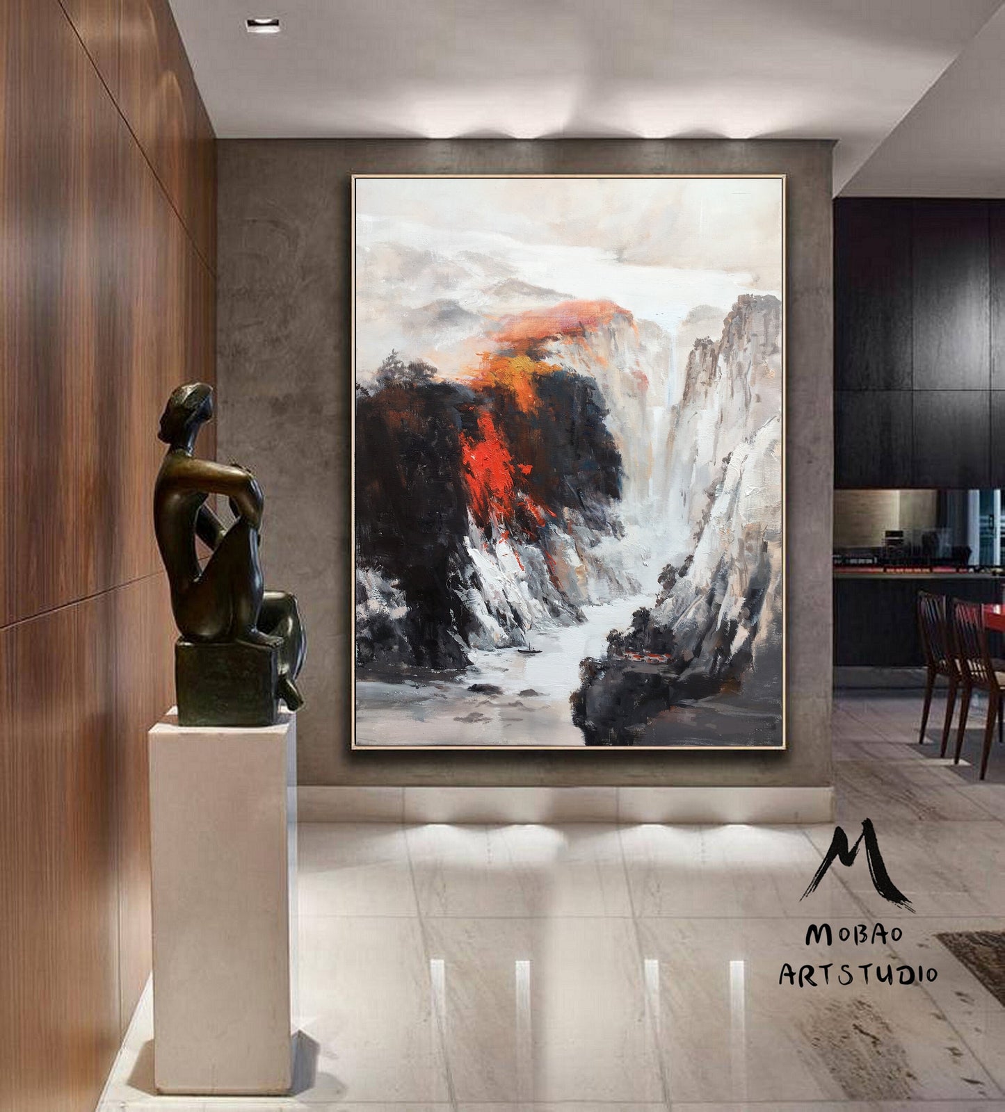 Original landscape painting,Large mountain landscape painting on Canvas,Sky oil painting,Large Landscape abstract painting,Living room art