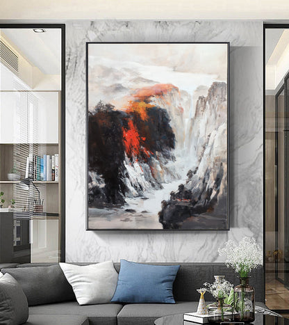 Original landscape painting,Large mountain landscape painting on Canvas,Sky oil painting,Large Landscape abstract painting,Living room art